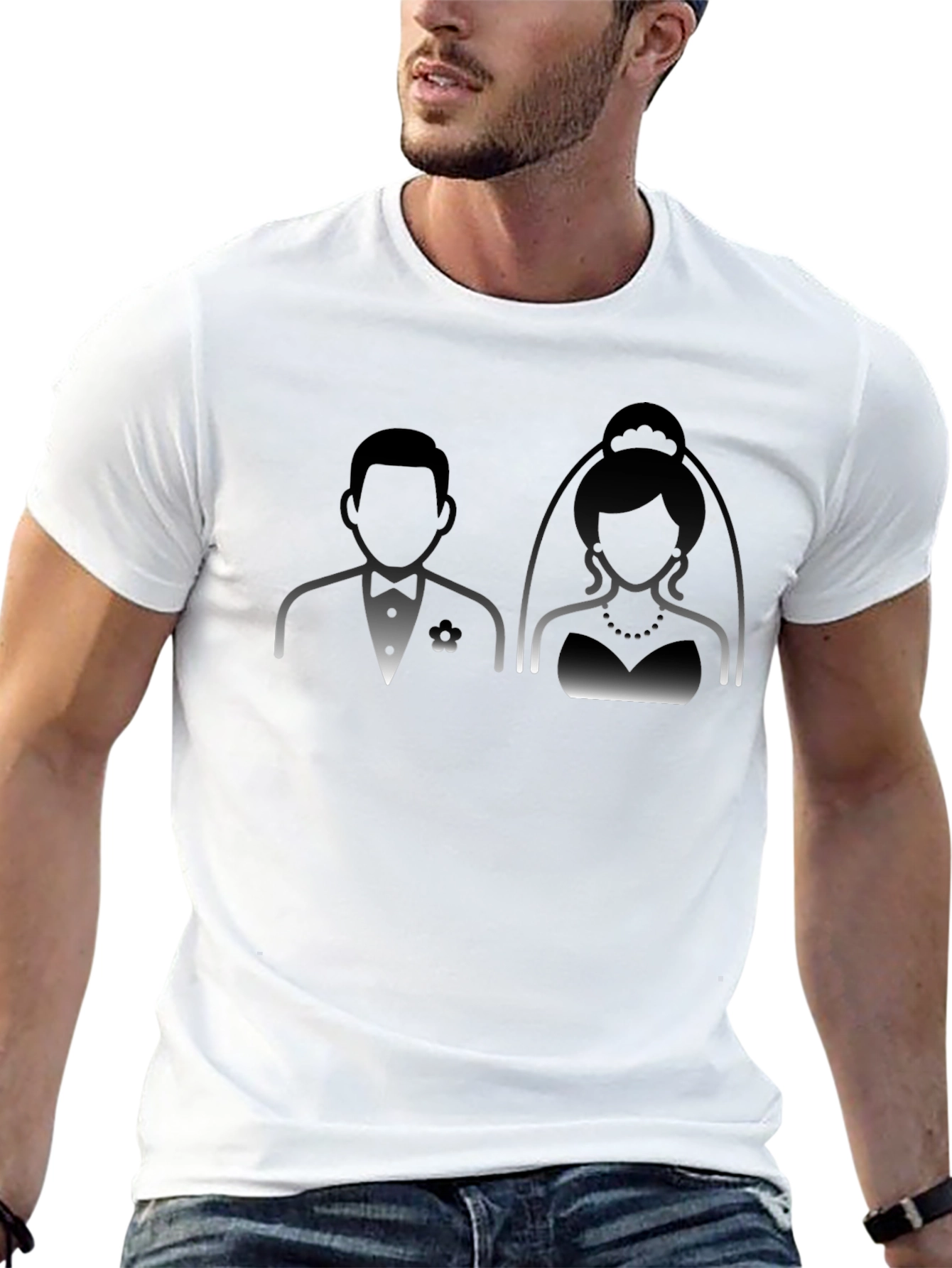 Bride and Groom Graphic Tee - Black Cotton T-Shirt