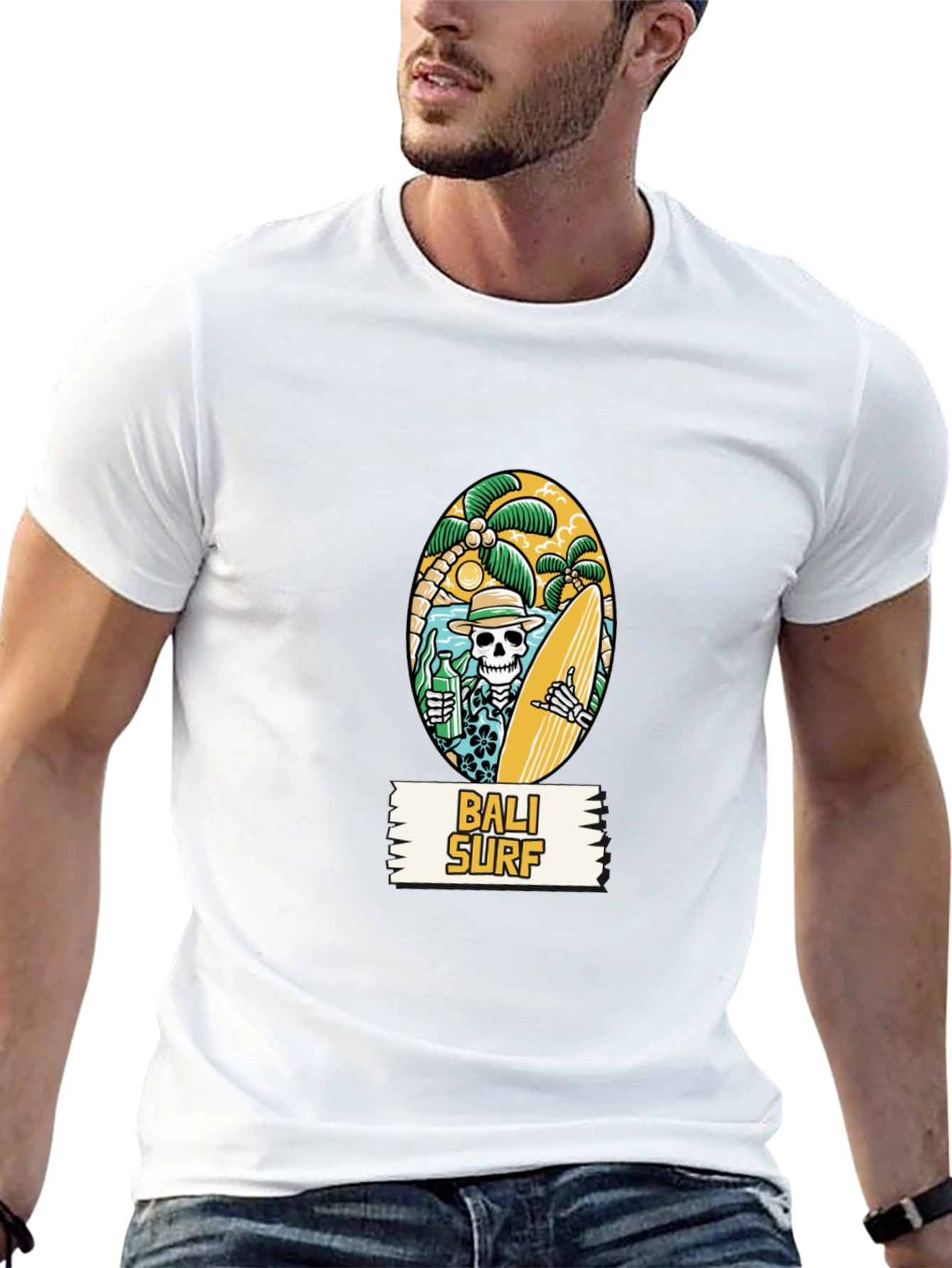 Bali Surf Skeleton Graphic T-Shirt