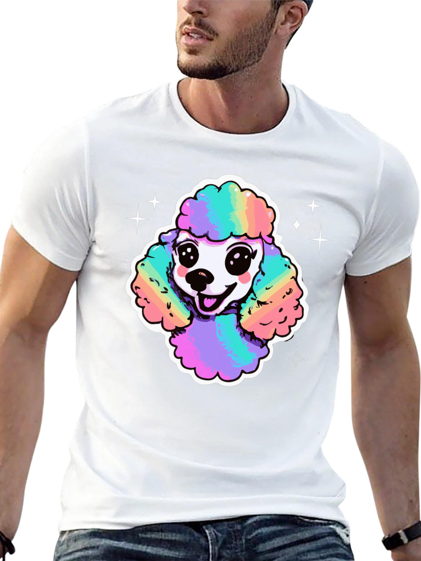 Rainbow Poodle Graphic T-Shirt