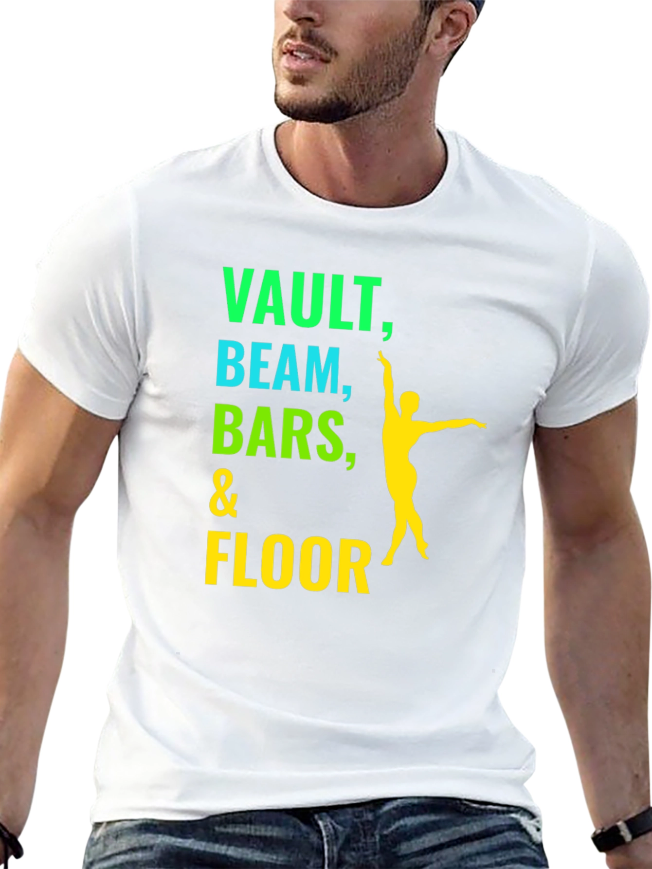 Gymnastics T-Shirt: Vault Beam Bars & Floor