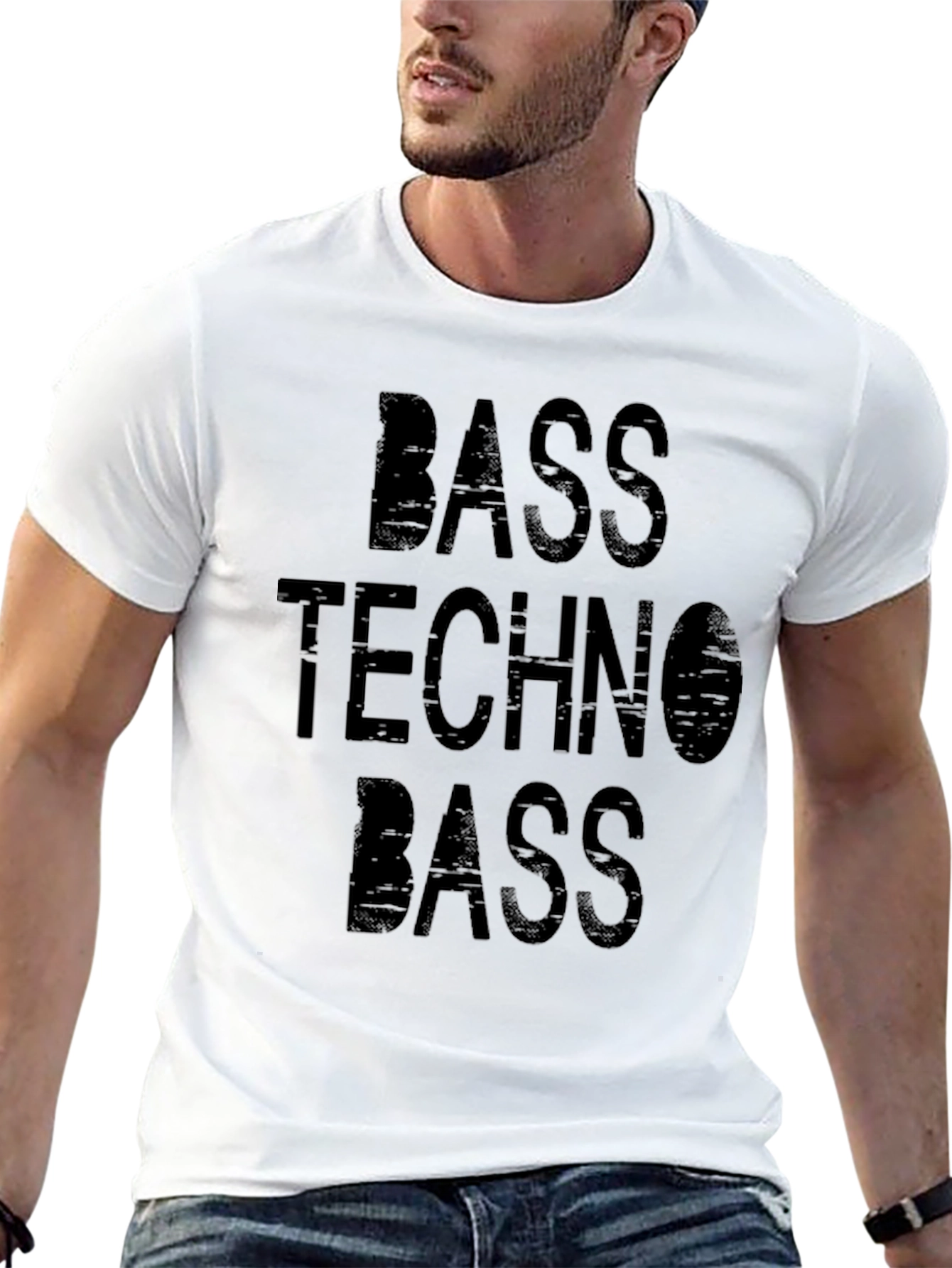 Bass Techno Bass Graphic Tee - Black Cotton T-Shirt