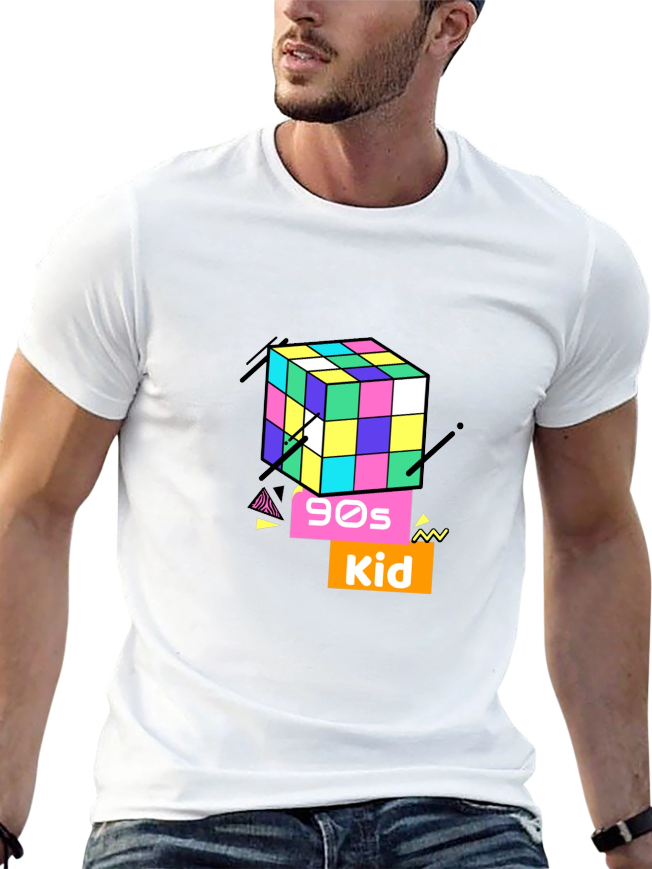90s Kid Rubiks Cube Graphic Tee - Retro Style