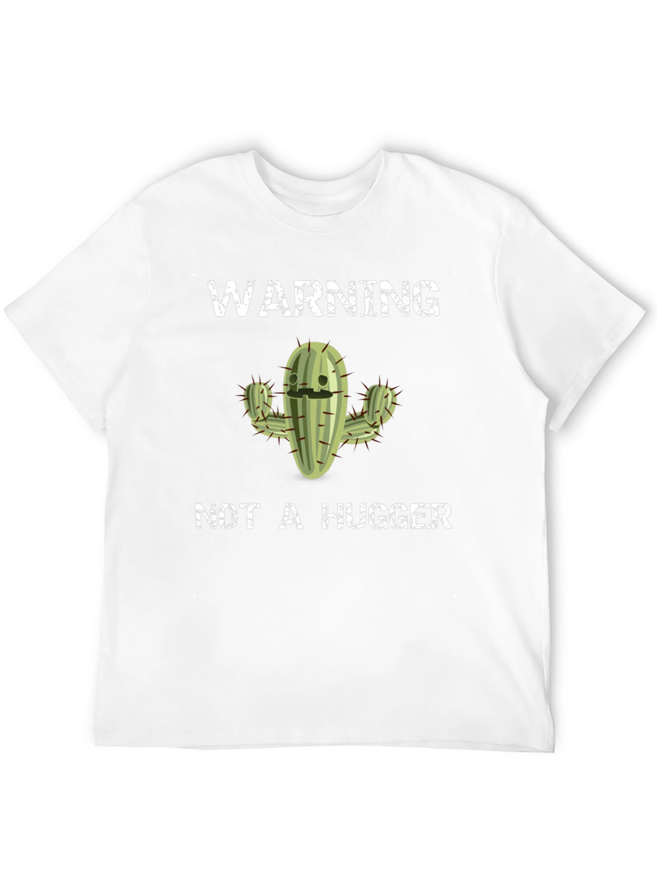 Warning Not A Hugger Cactus Graphic Tee - Black