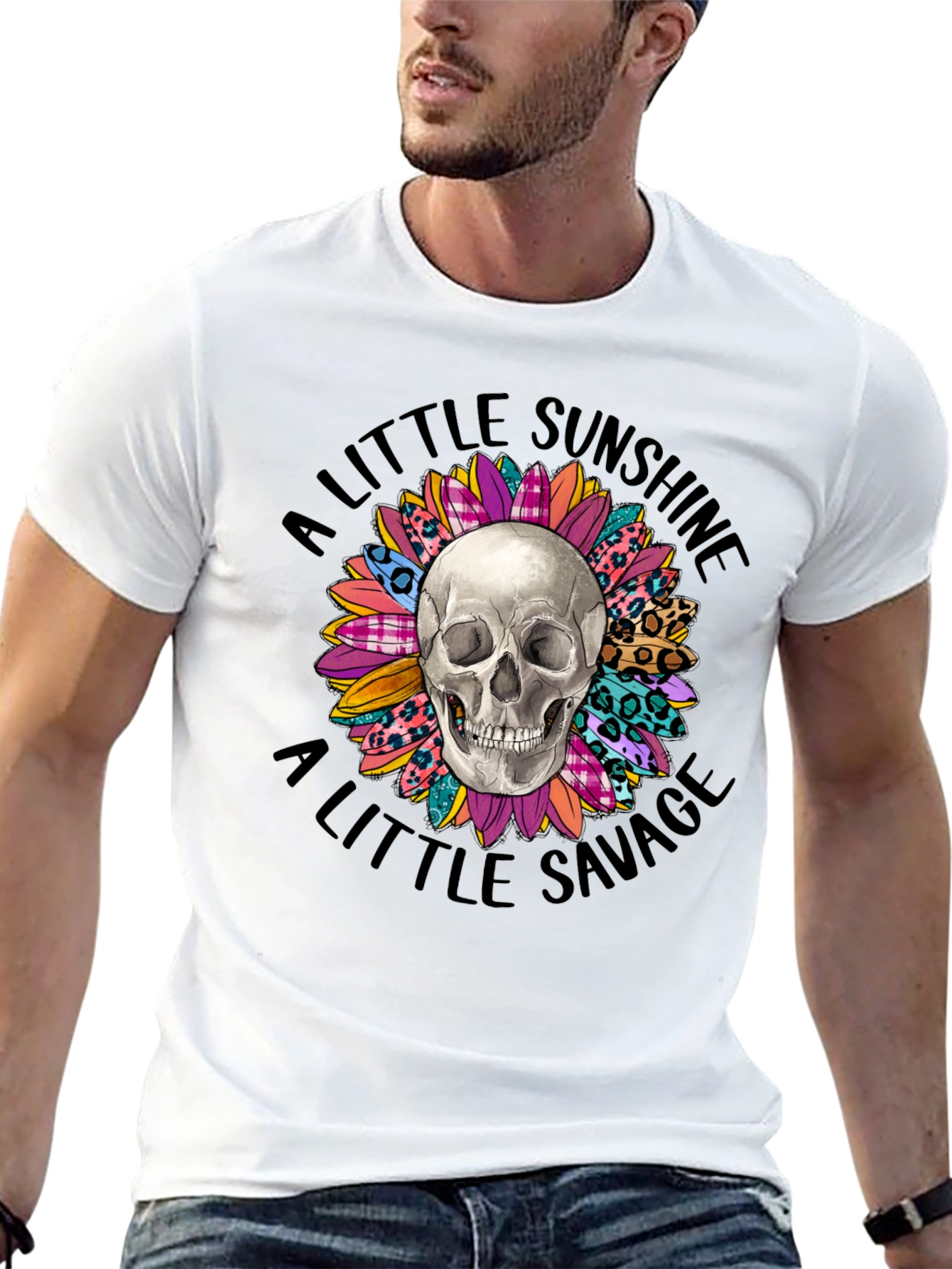 Skull & Floral Graphic Tee: Sunshine & Savage