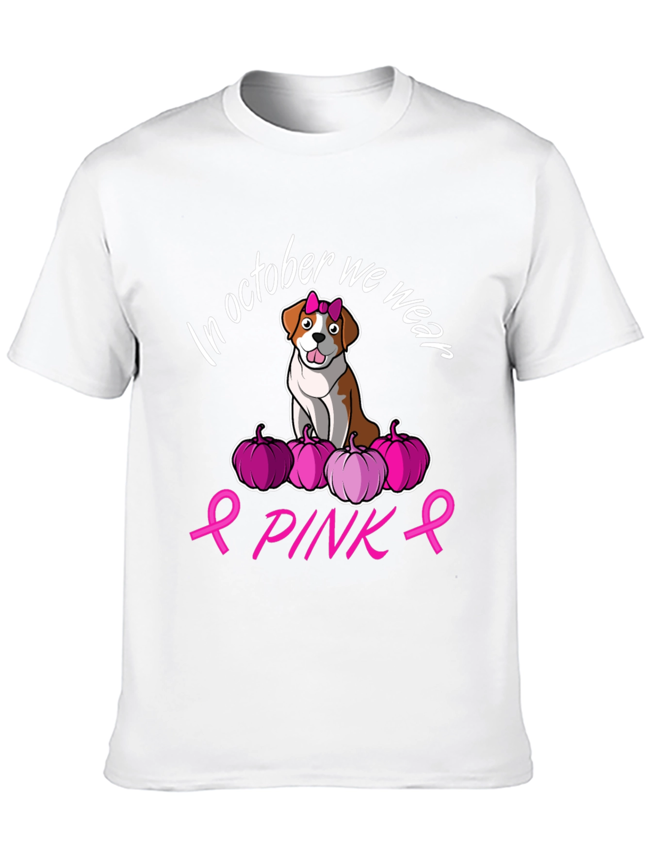 October Pink Ribbon Dog T-Shirt