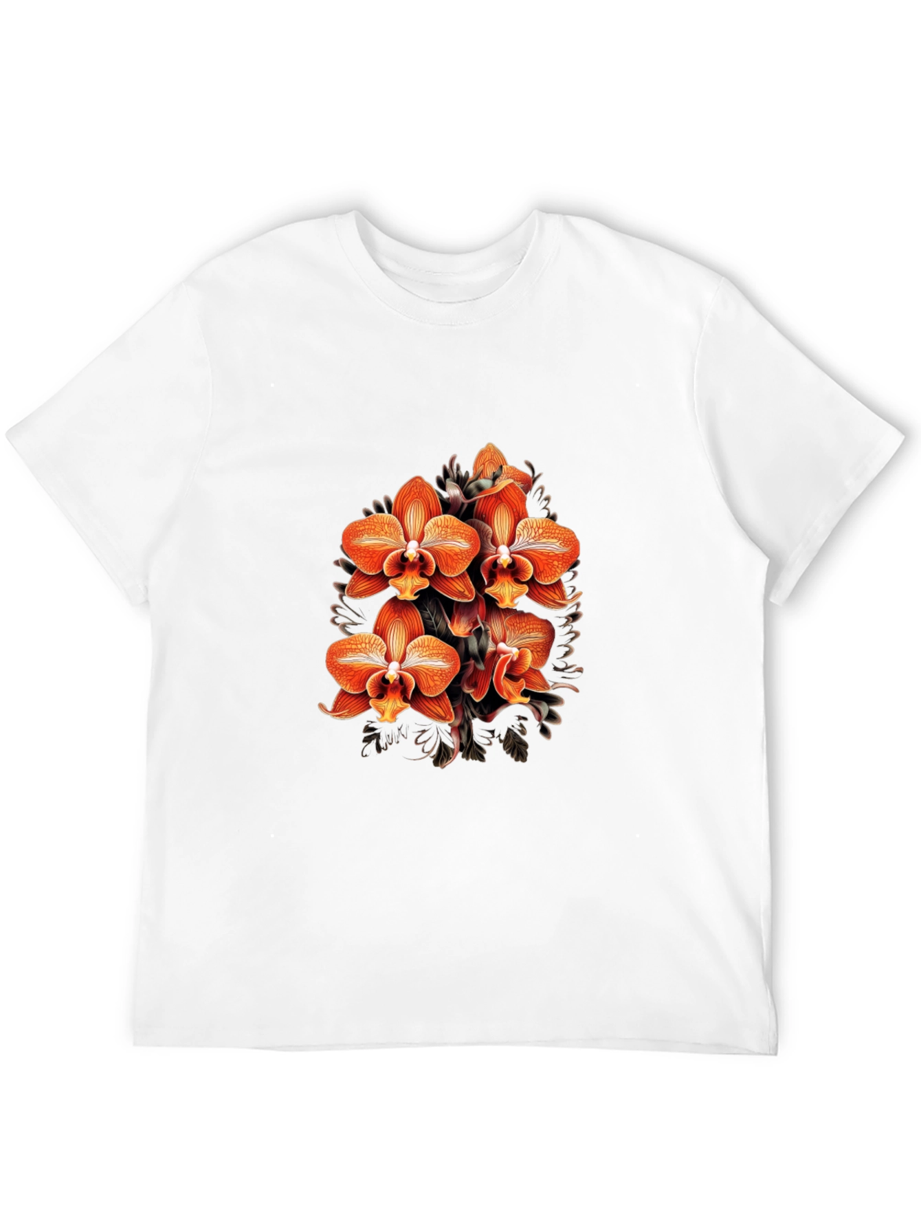 Floral Orchid Graphic Black T-Shirt