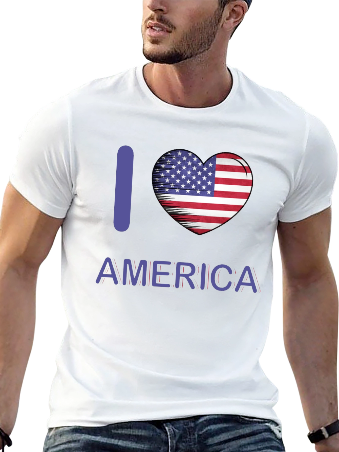 I Love America T-Shirt Patriotic Pride USA Flag Heart