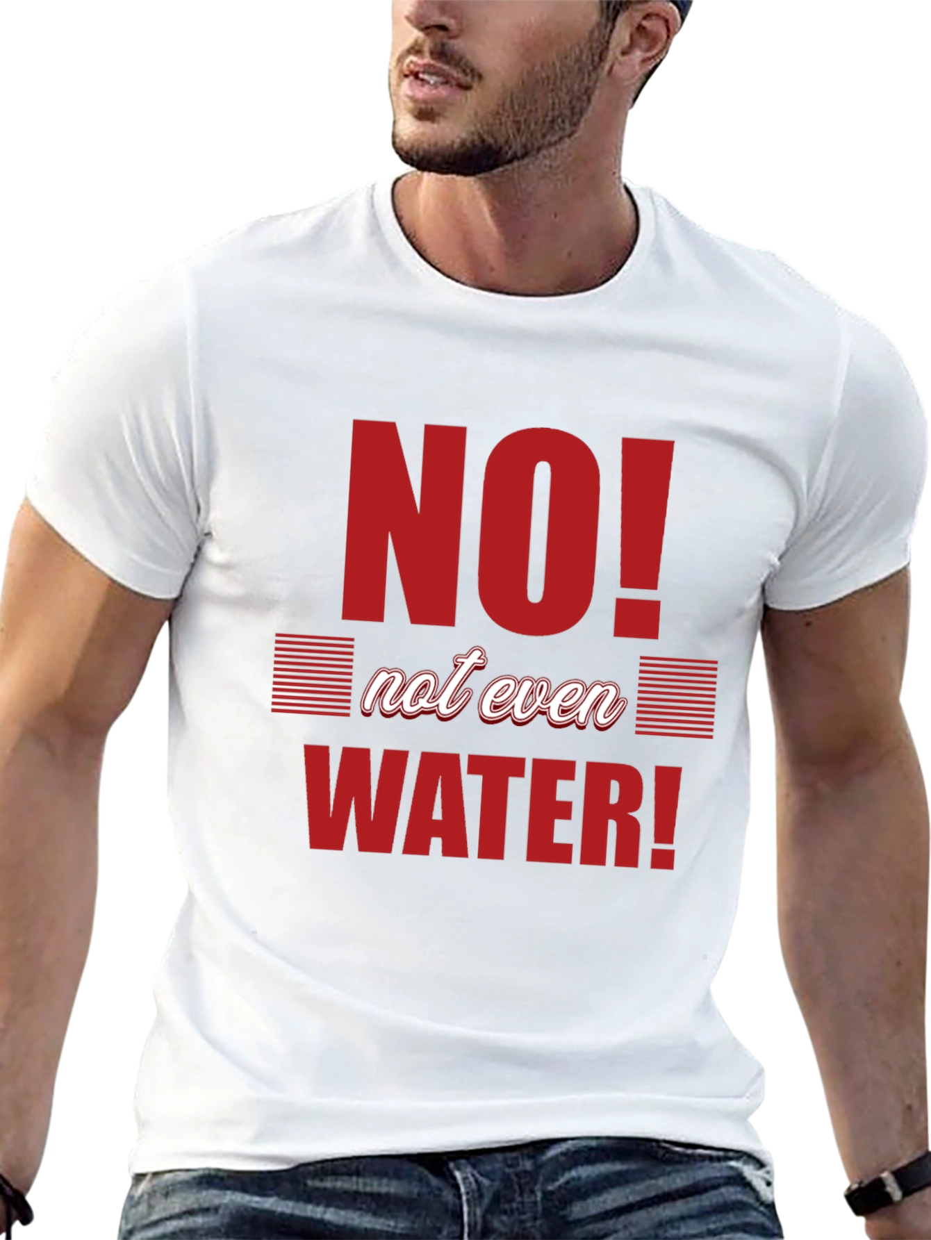 No Water T-Shirt - Black Crew Neck Graphic Tee