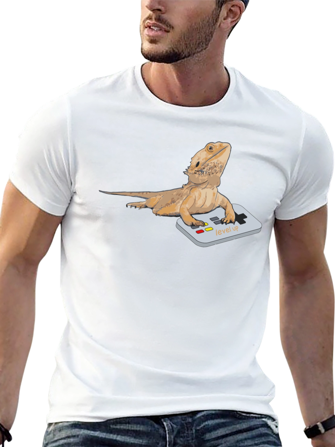 Bearded Dragon Gamer T-Shirt - Level Up Lizard Tee