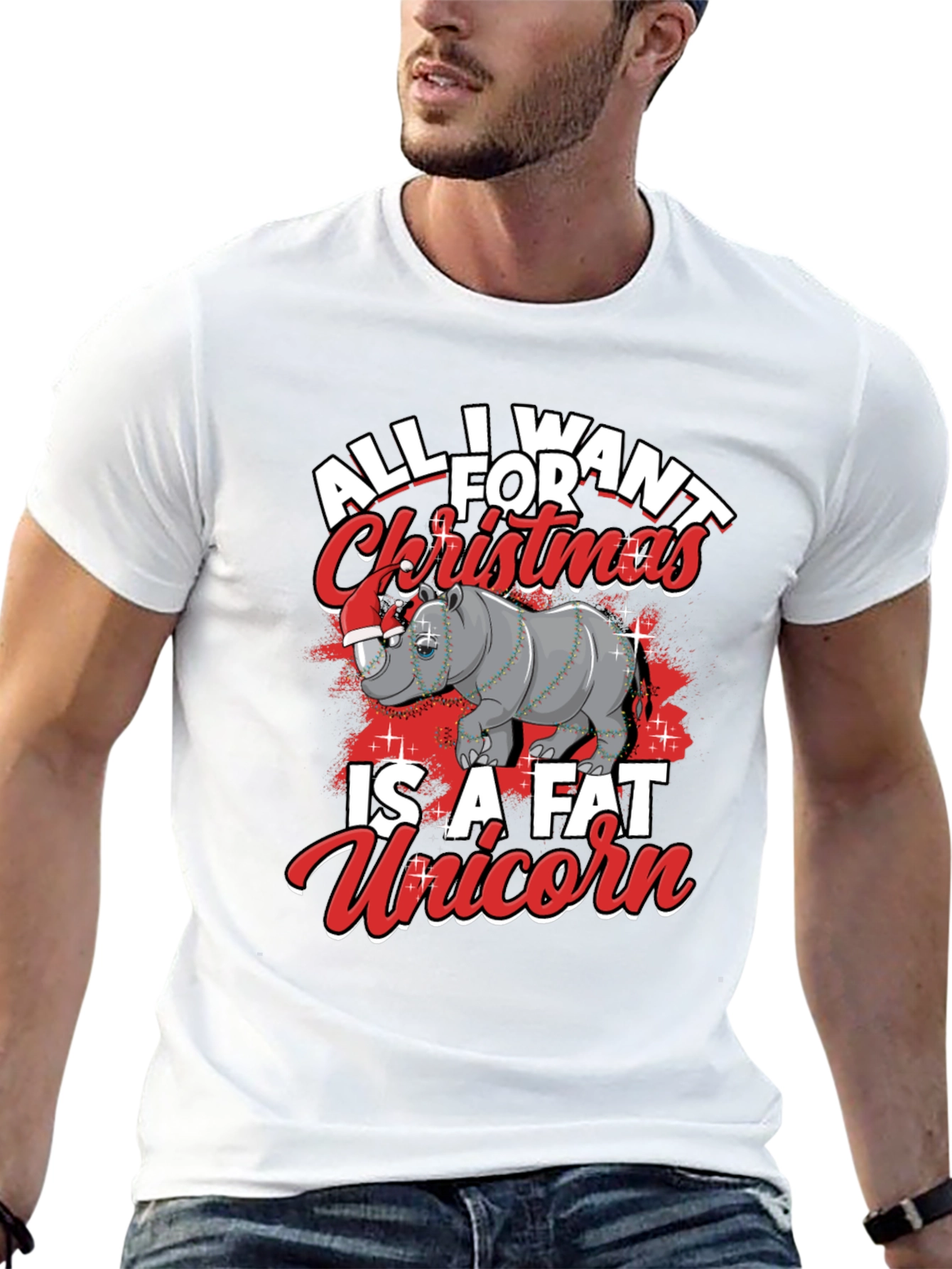 Funny Christmas Rhino T-Shirt