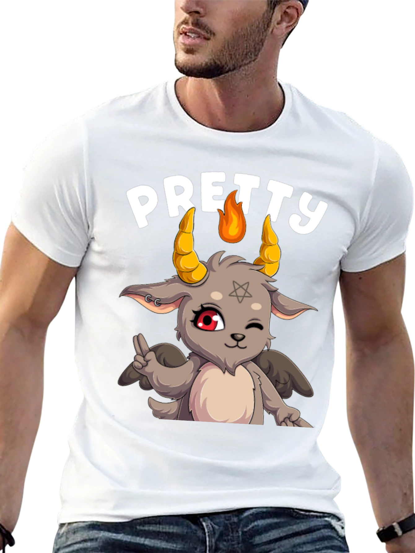 Pretty Baphomet Graphic Tee - Cute Satanic Goat T-Shirt
