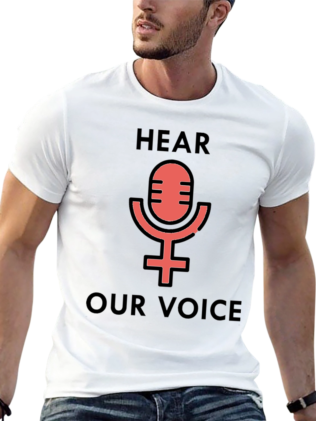Hear Our Voice Graphic Tee - Feminist Microphone Shirt
