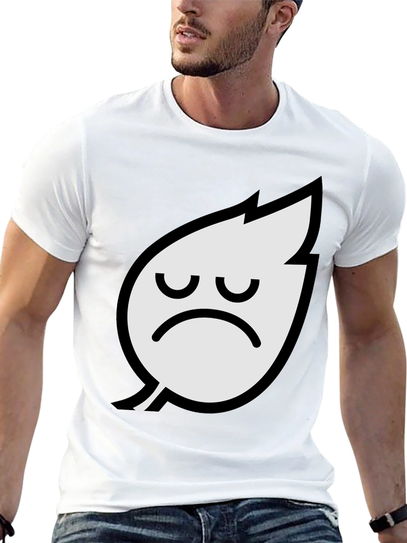 Sad Leaf Graphic Tee - Black Cotton T-Shirt