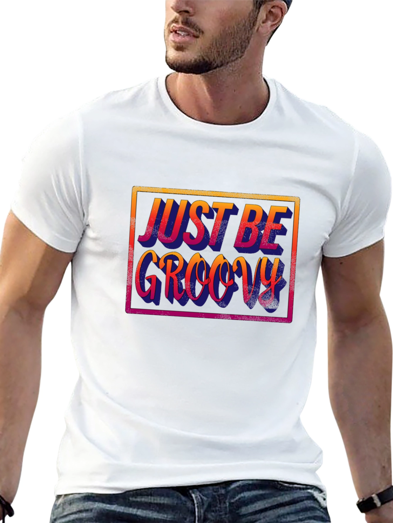 Just Be Groovy Black T-Shirt - Retro Style!