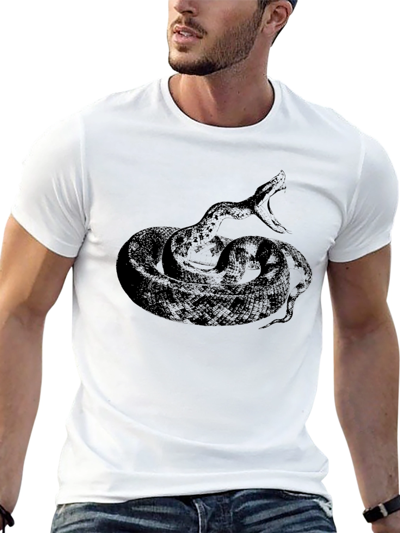 Mens Black Snake Graphic Tee