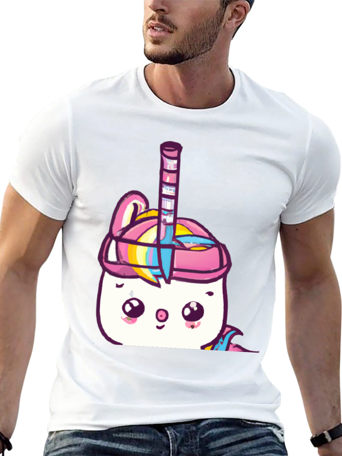 Kawaii Unicorn Hockey Player Graphic Tee