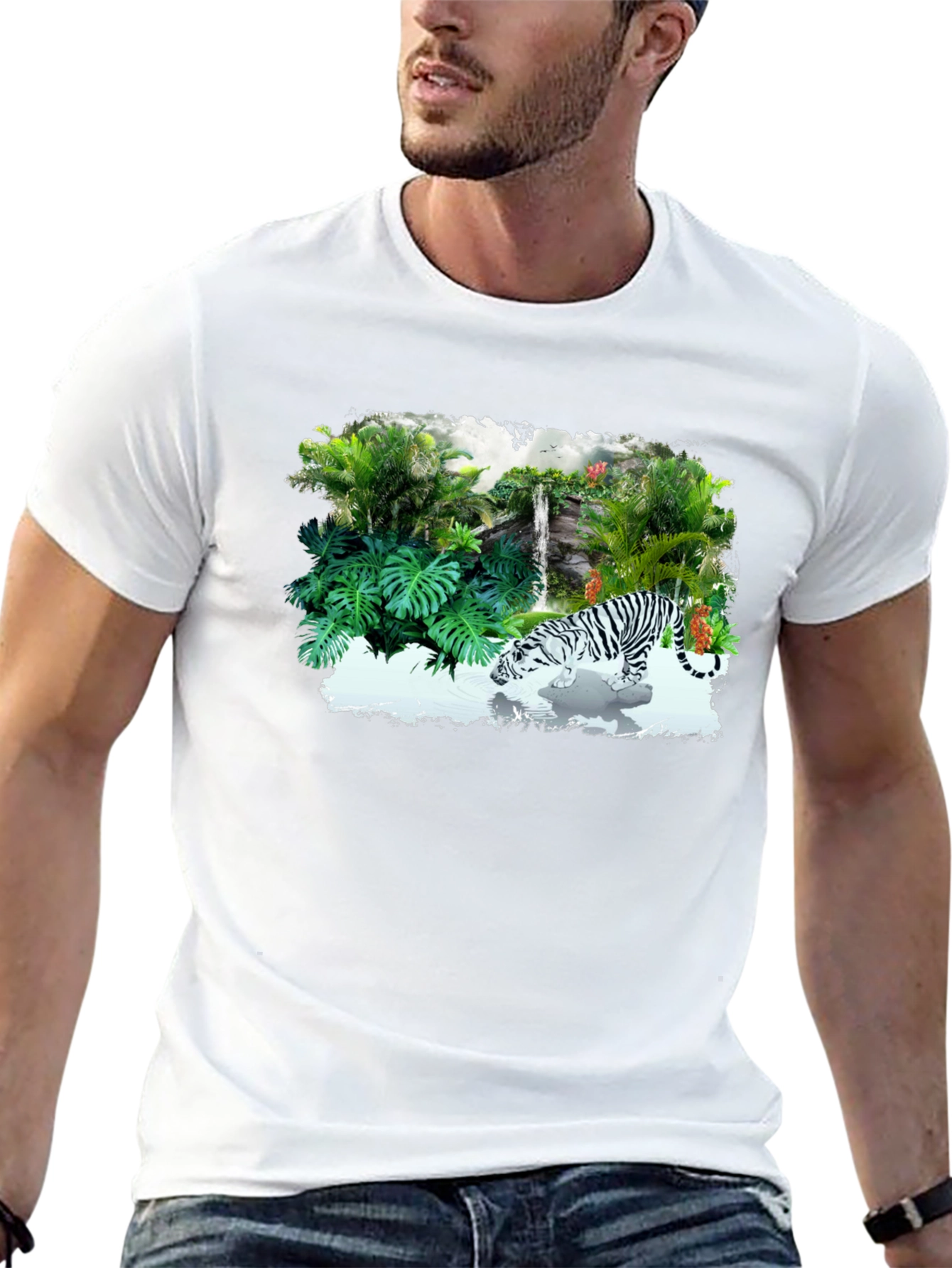 Jungle Tiger Graphic Tee - Black