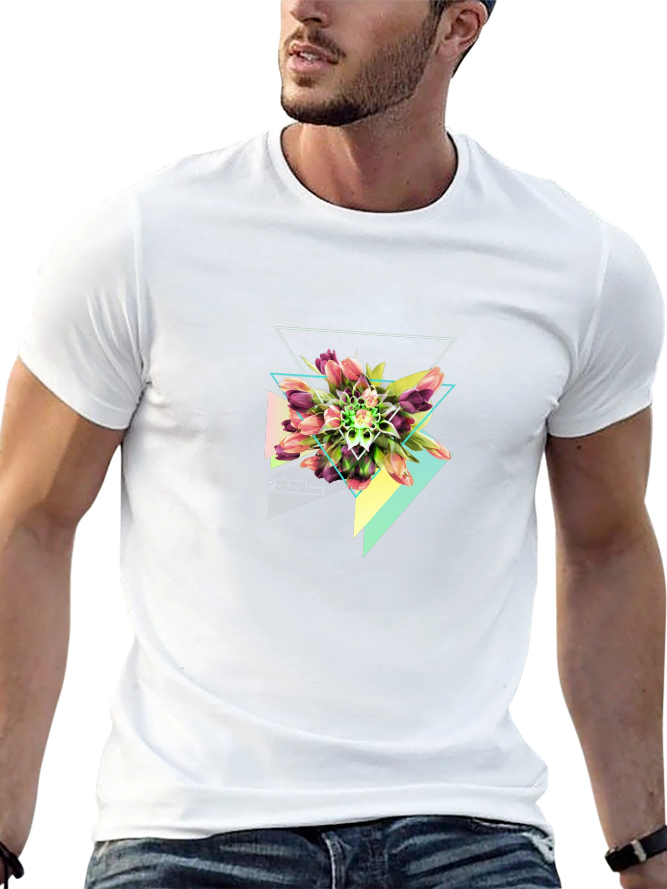 Geometric Floral T-Shirt - Modern Graphic Tee