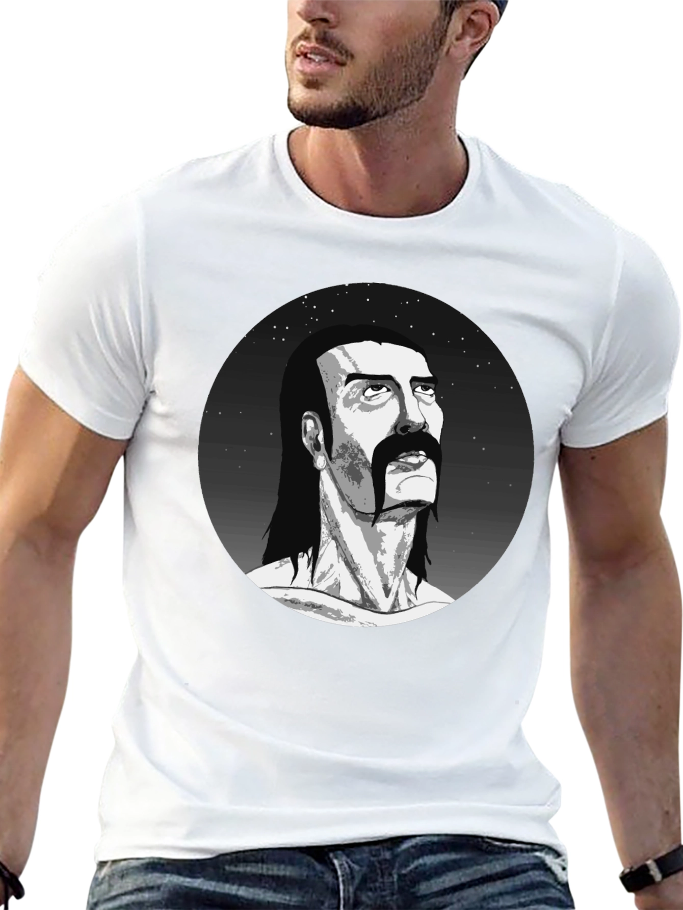 Retro Portrait Graphic Black T-Shirt