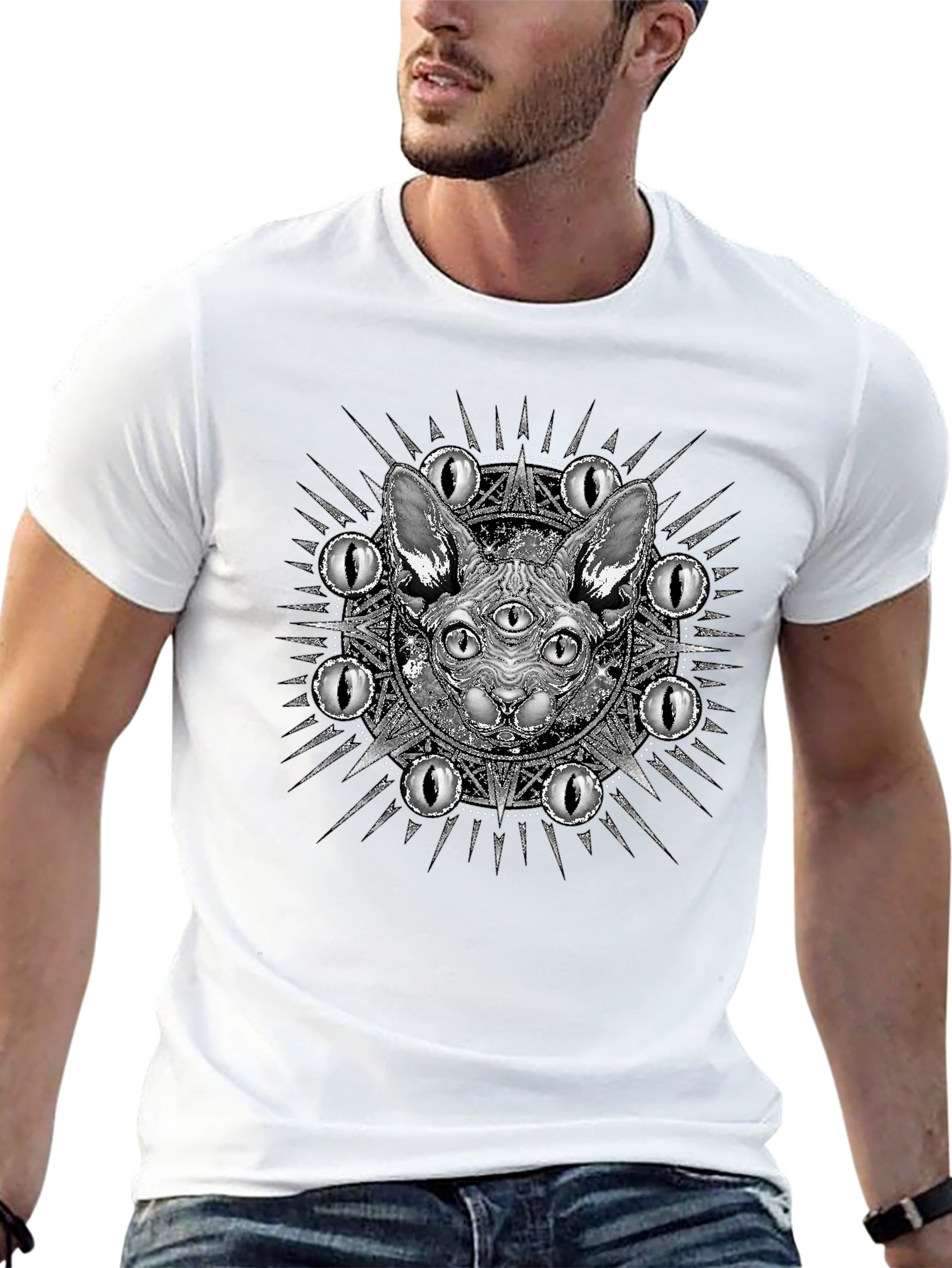 Mystic Three-Eyed Cat T-Shirt - Unisex Black Tee