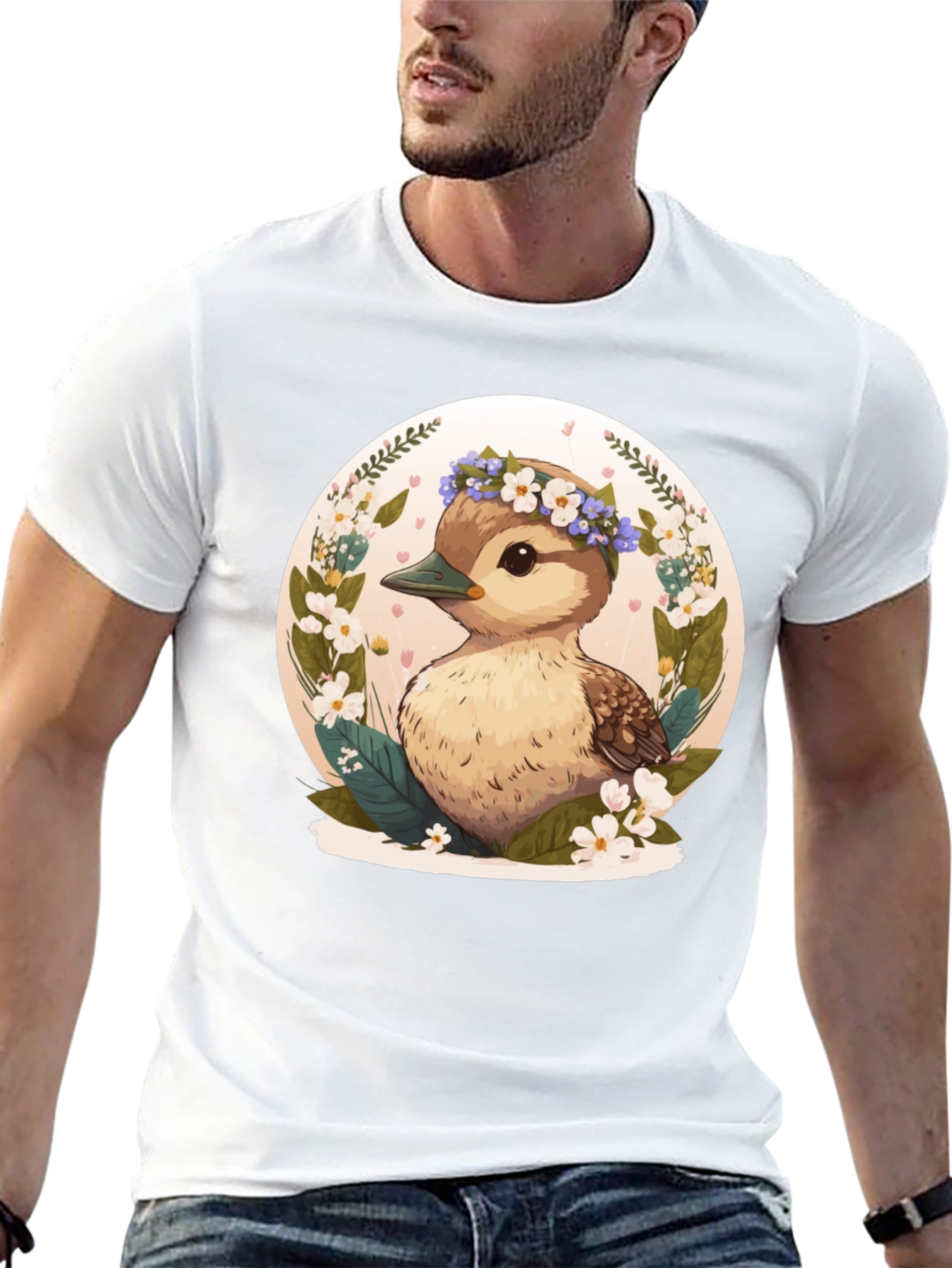 Duckling Floral Wreath Graphic Tee