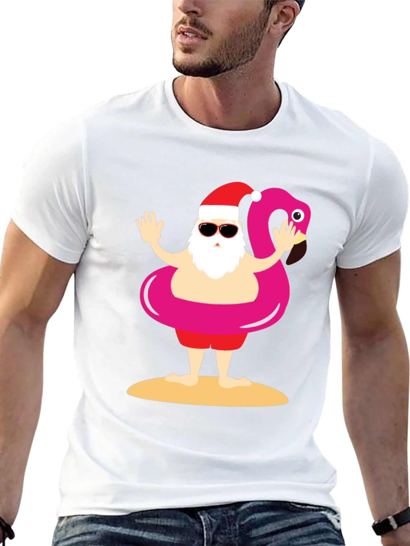 Santa Summer Vacation T-Shirt Funny Christmas Holiday Tee