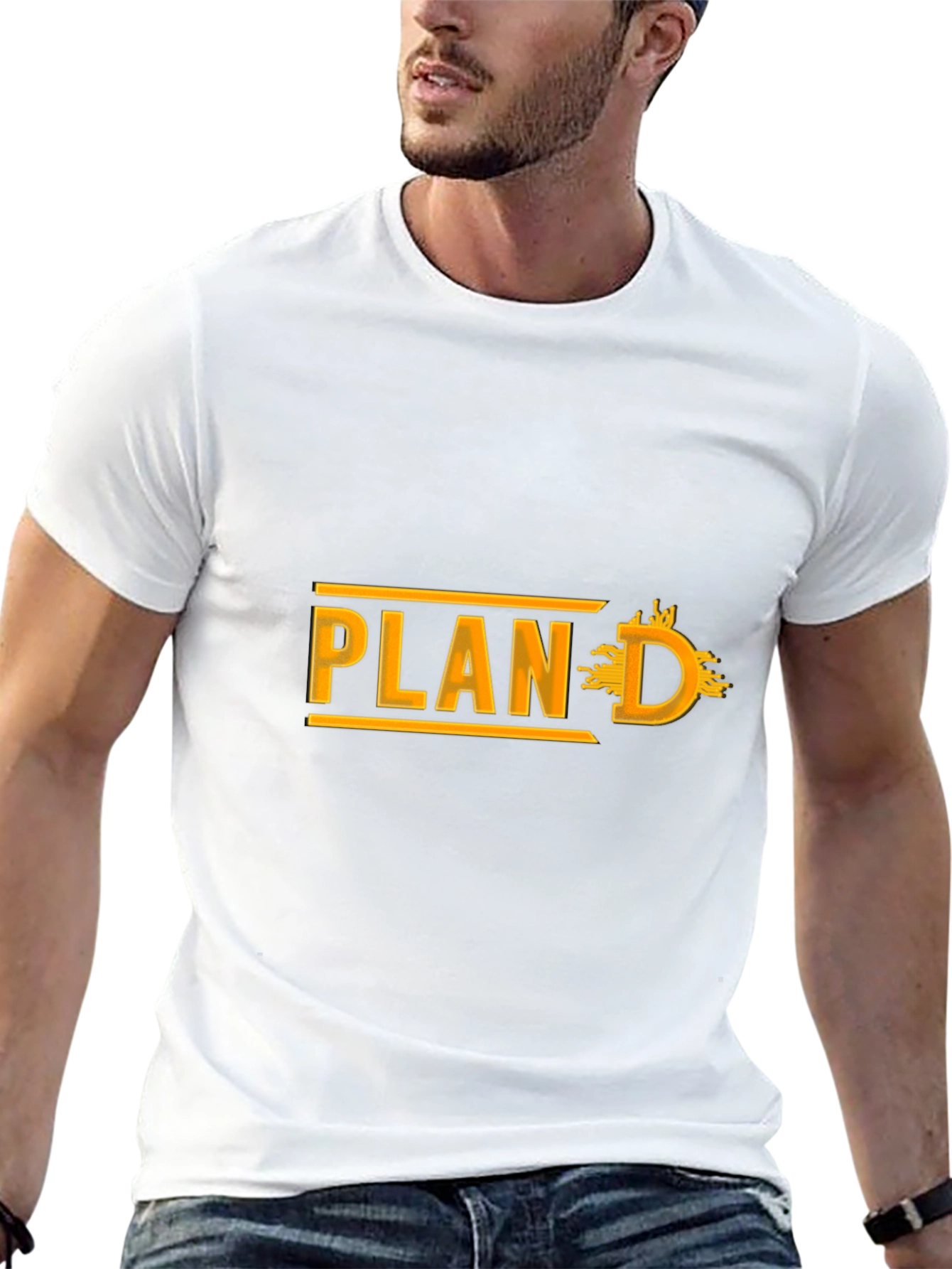 Plan D Black Cotton Graphic Tee