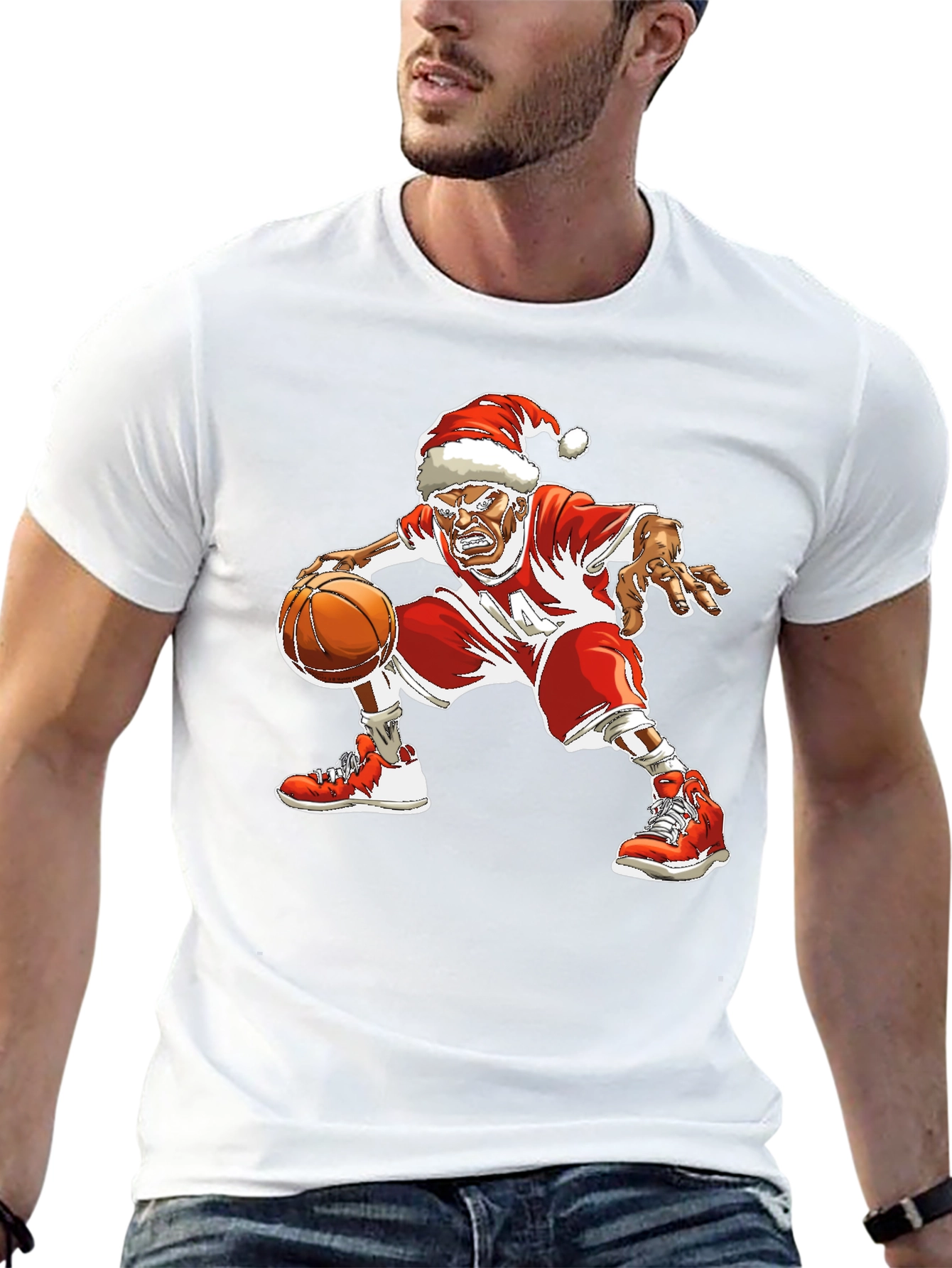Santa Basketball Graphic T-Shirt