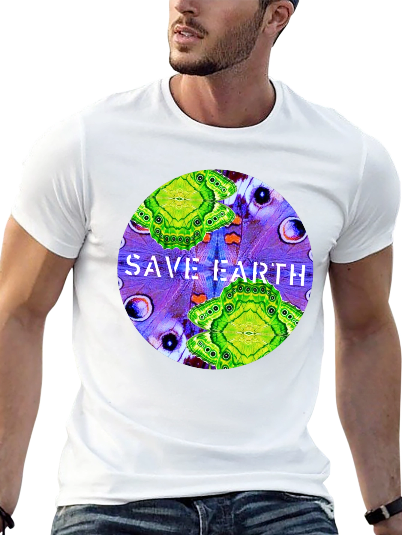 Save Earth T-Shirt: Butterfly Design Eco-Friendly
