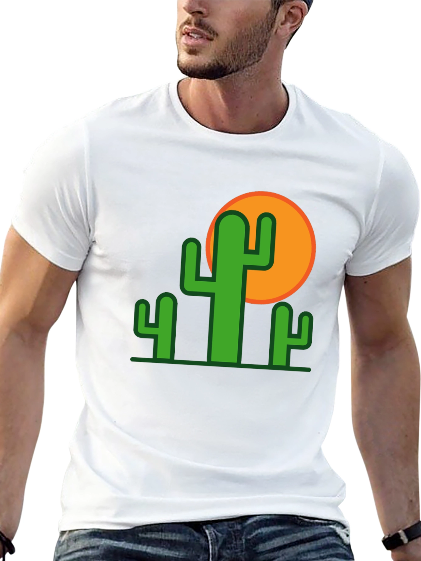 Cactus Graphic Tee - Black Cotton T-Shirt