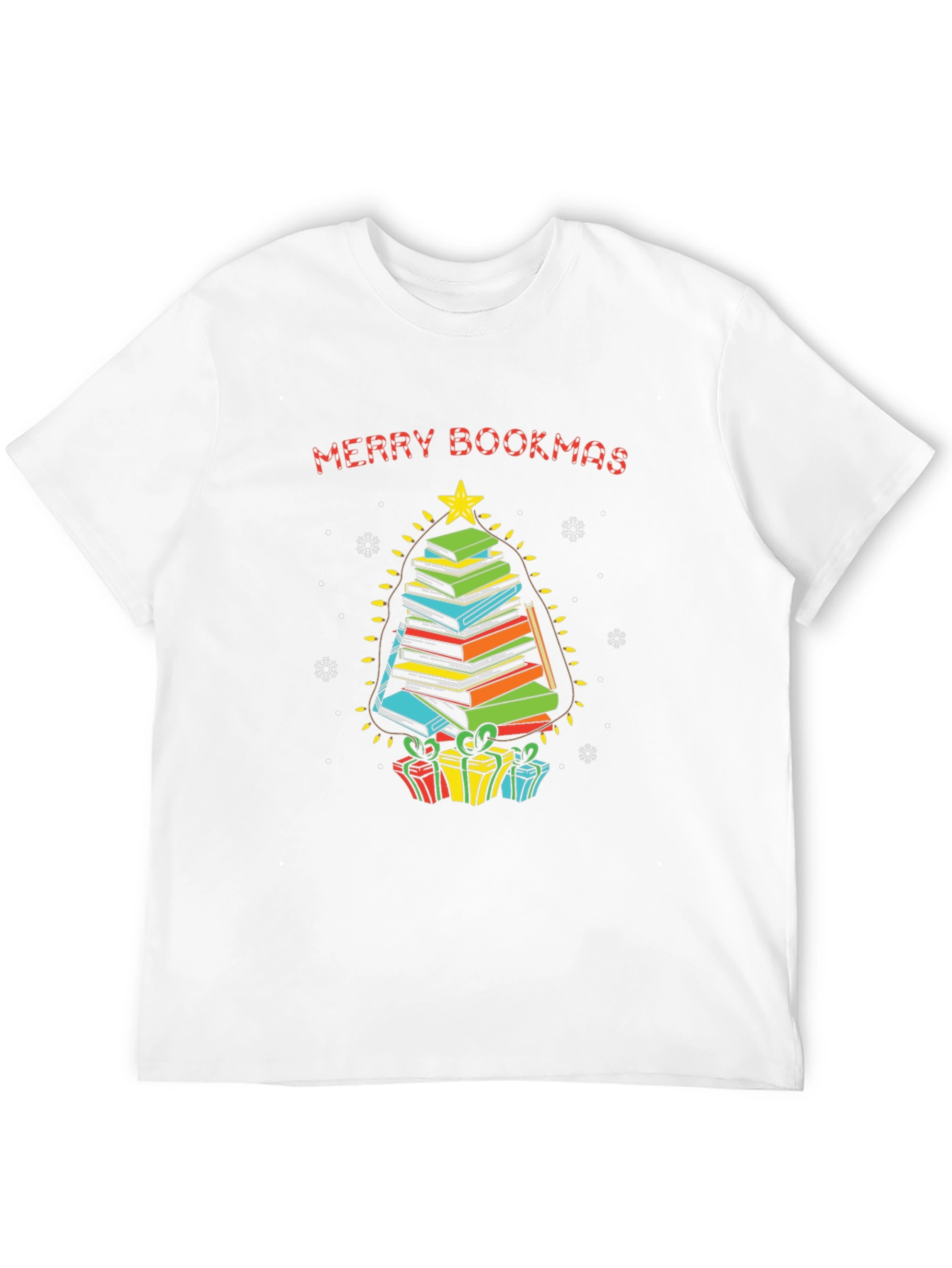 Merry Bookmas T-Shirt - Stacked Book Christmas Tree