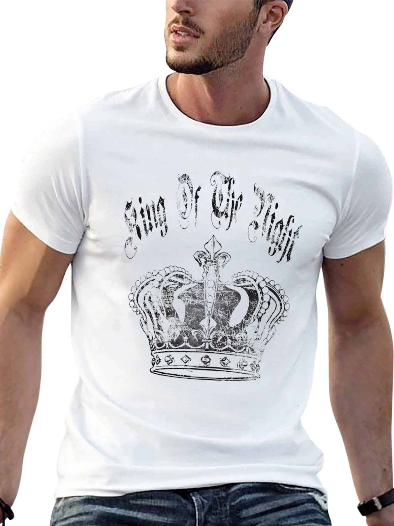 Mens Black Graphic Print Crew Neck T-Shirt