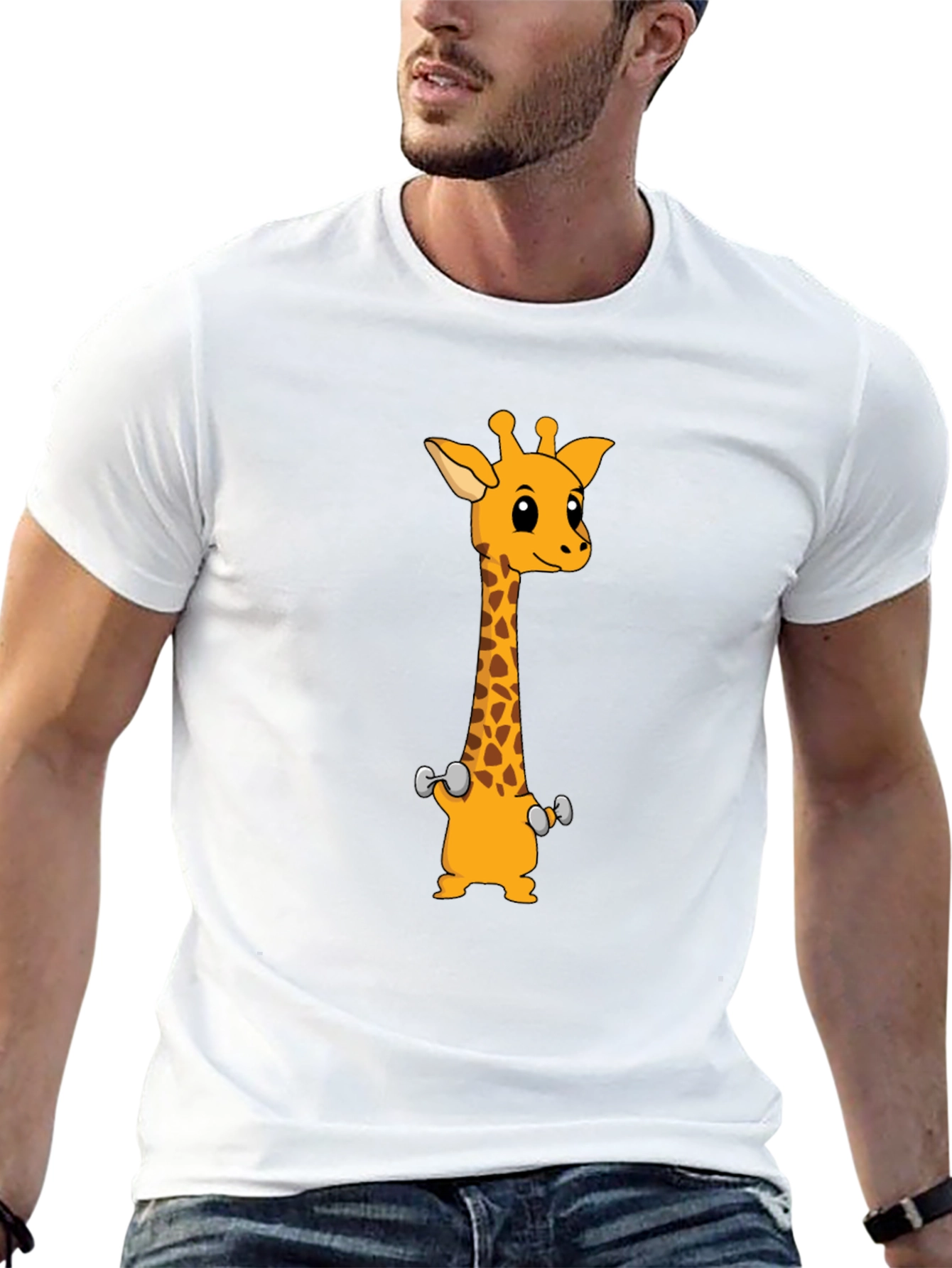 Giraffe Weights Black T-Shirt