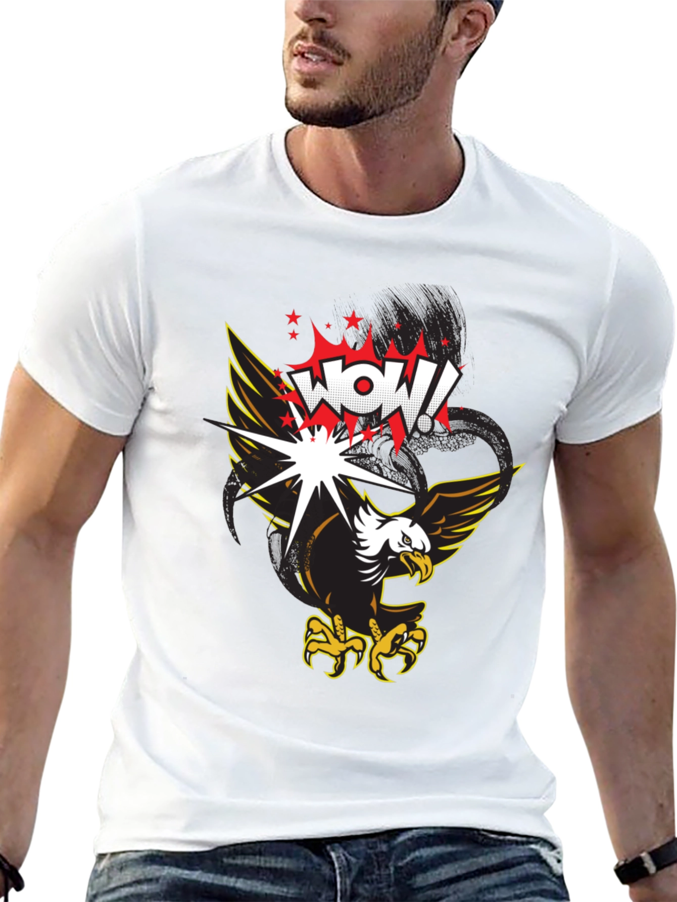 WOW! Eagle Graphic Print T-Shirt - Black