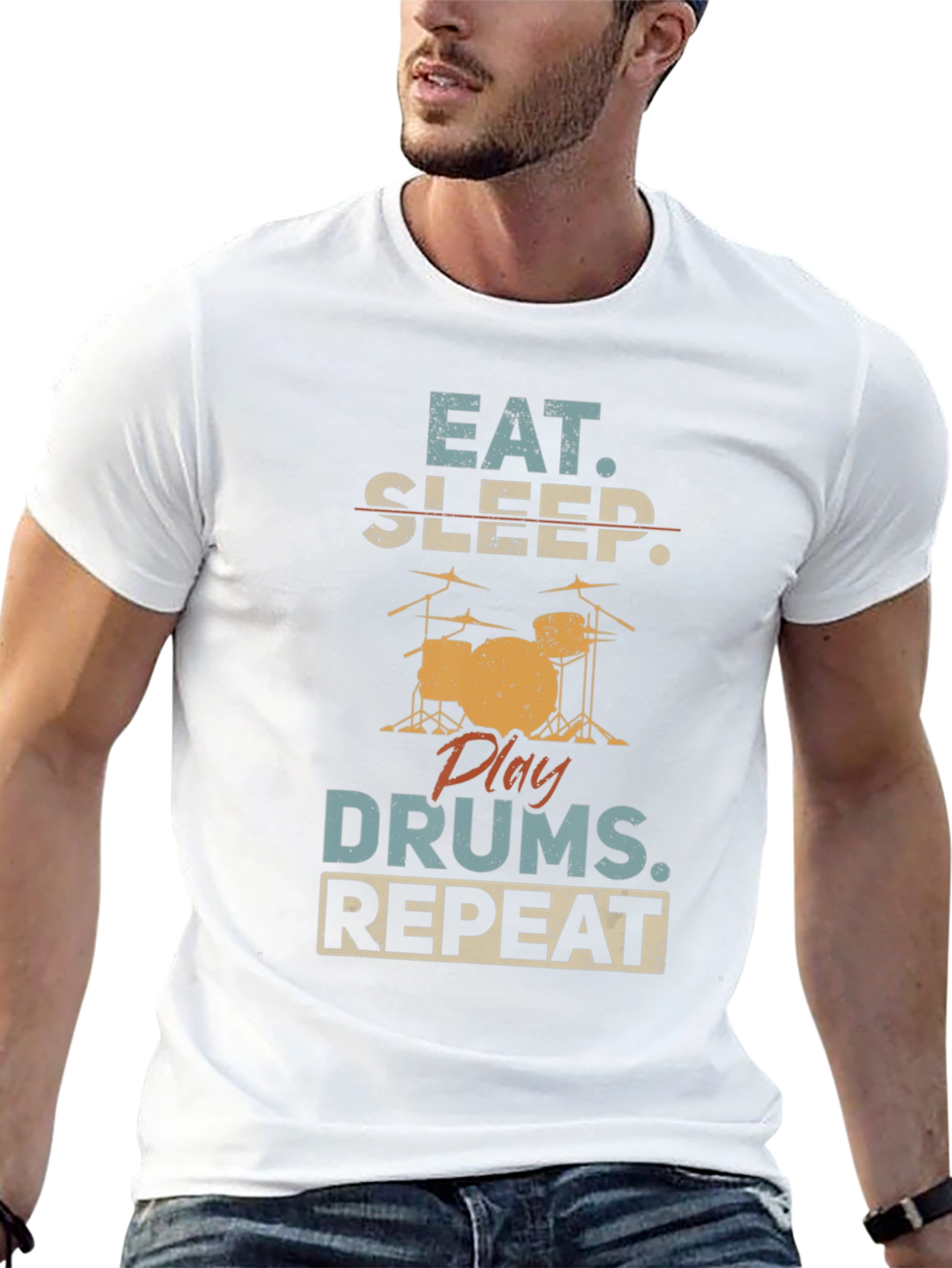 Eat Sleep Drums Repeat Black T-Shirt