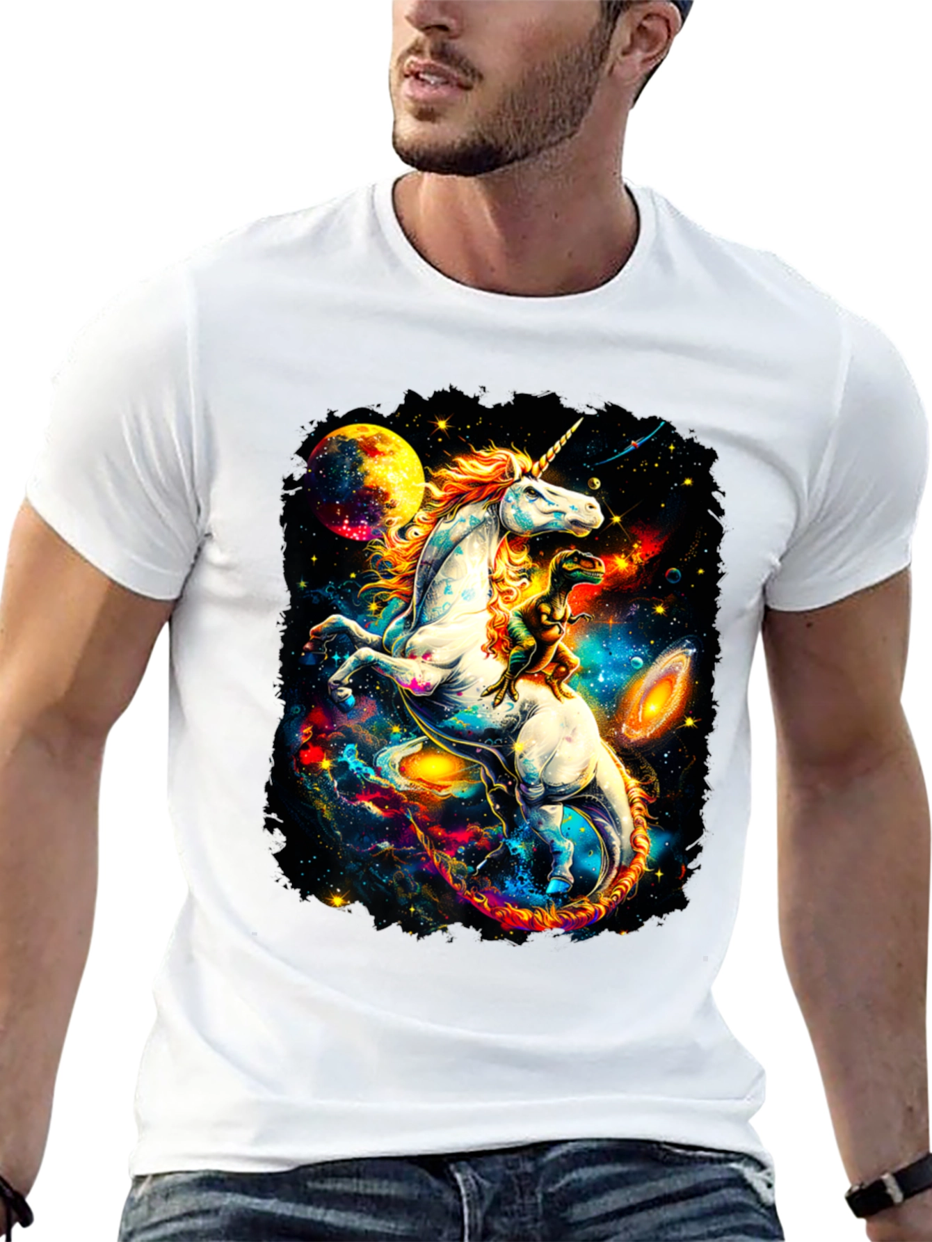 Unicorn and Dinosaur Galaxy T-Shirt