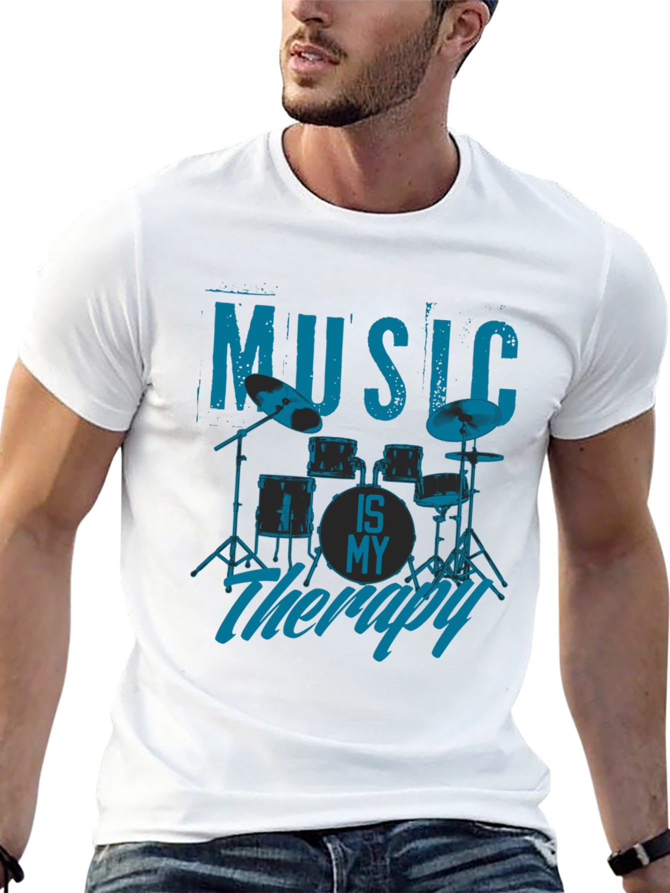 Music is My Therapy T-Shirt - Drum Kit Design