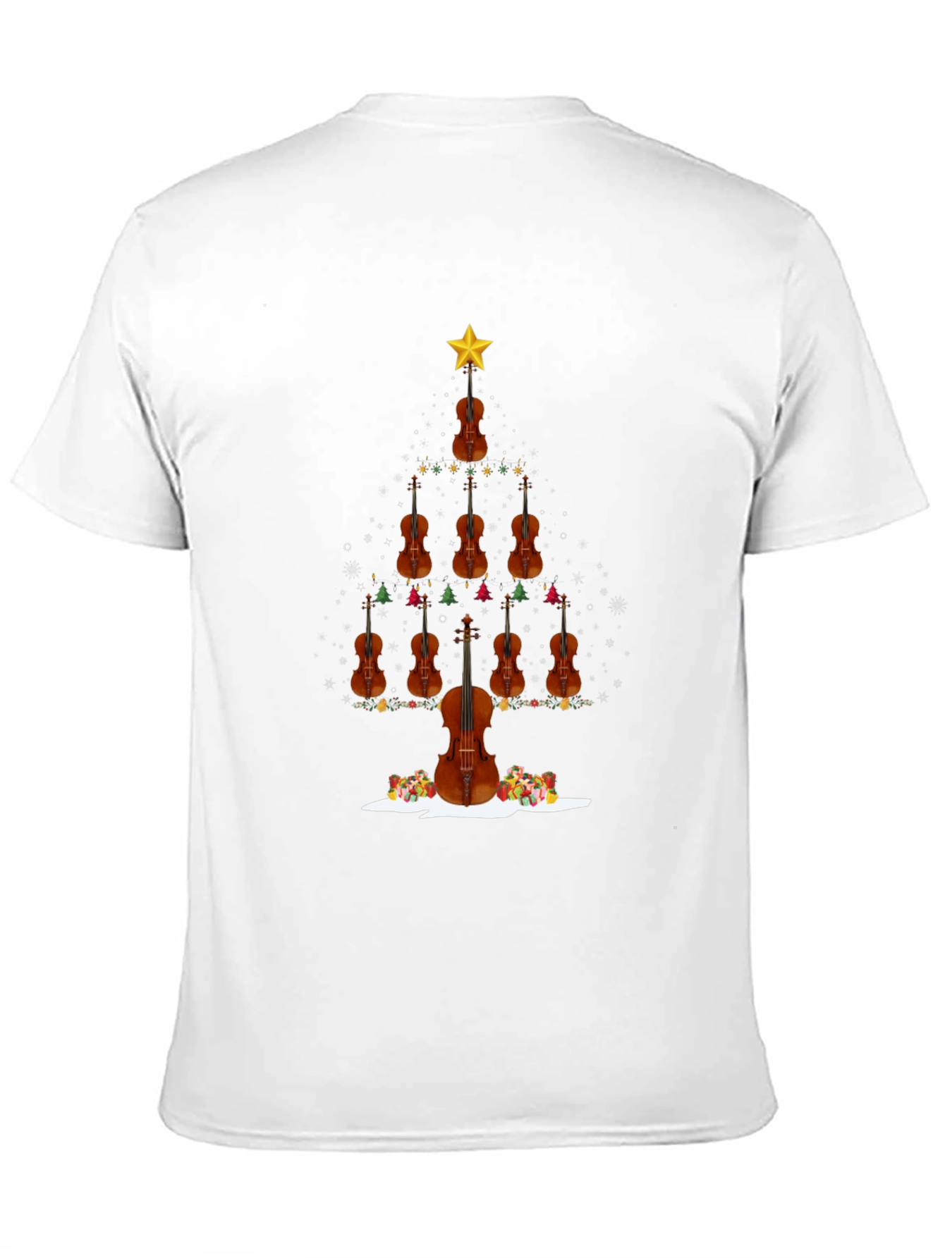 Violin Christmas Tree Black T-Shirt