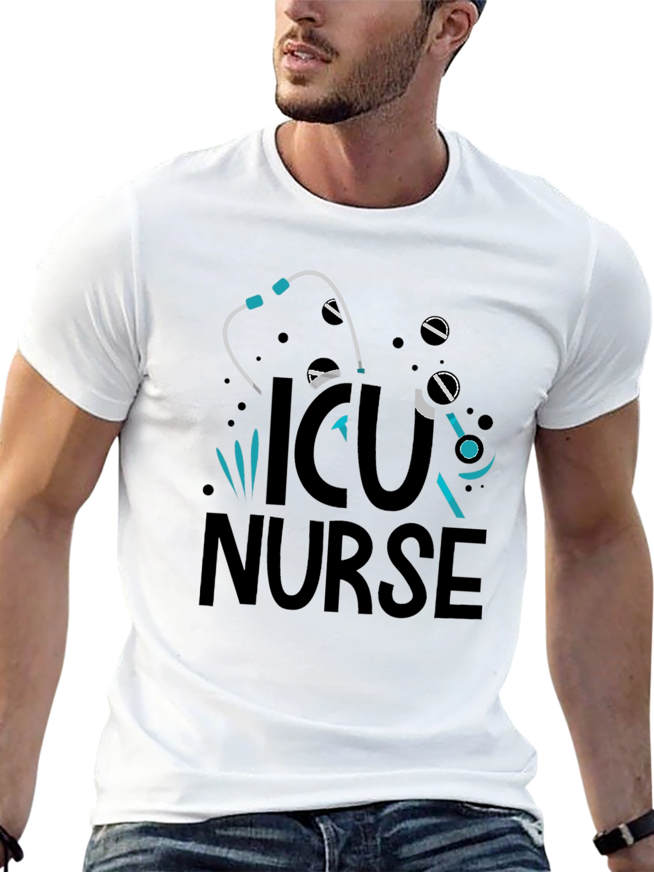 ICU Nurse Graphic T-Shirt - Black Cotton Tee