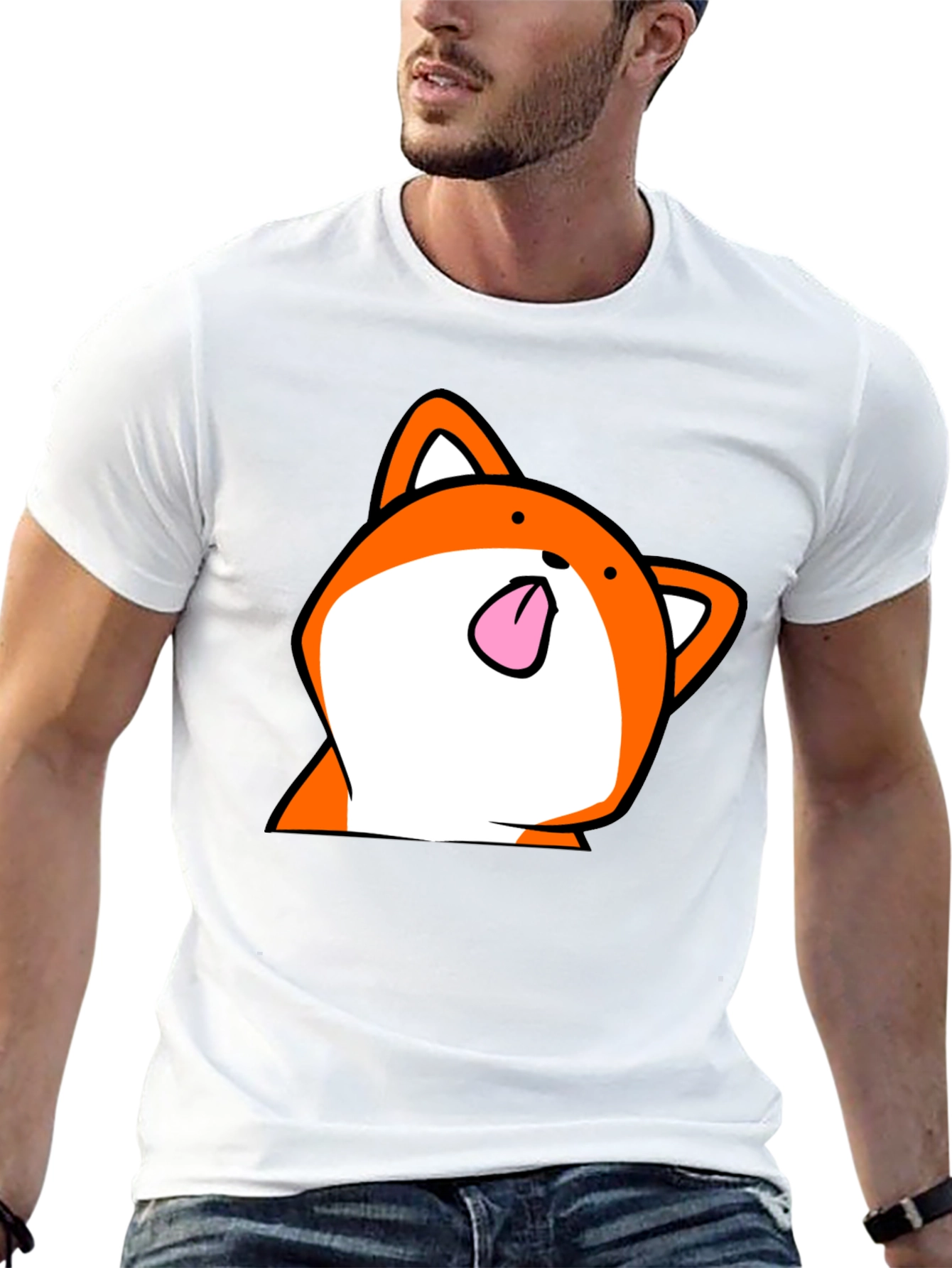 Funny Fox Tongue T-Shirt - Black Cartoon Graphic Tee