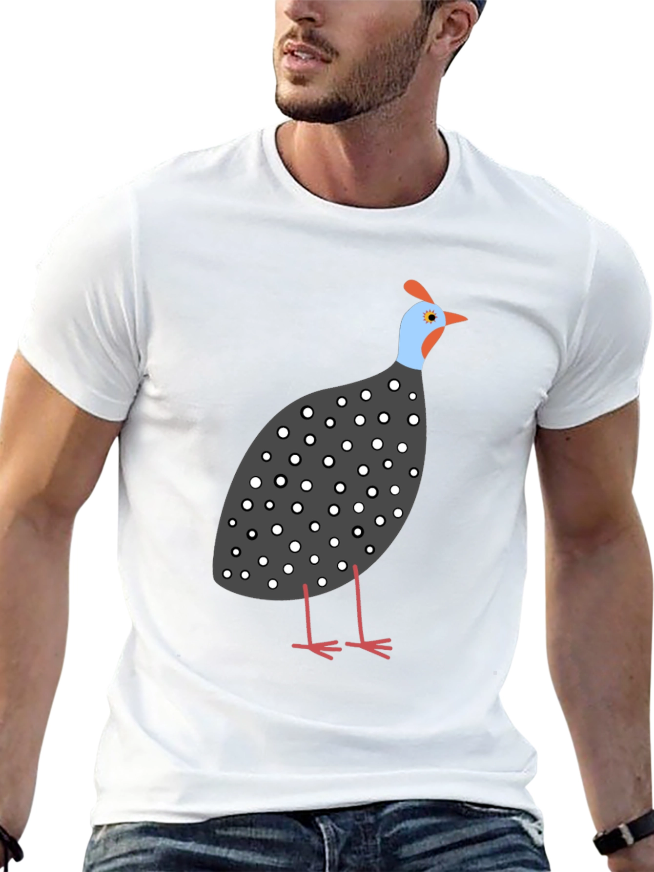 Guinea Fowl Graphic Tee - Unisex Black T-Shirt