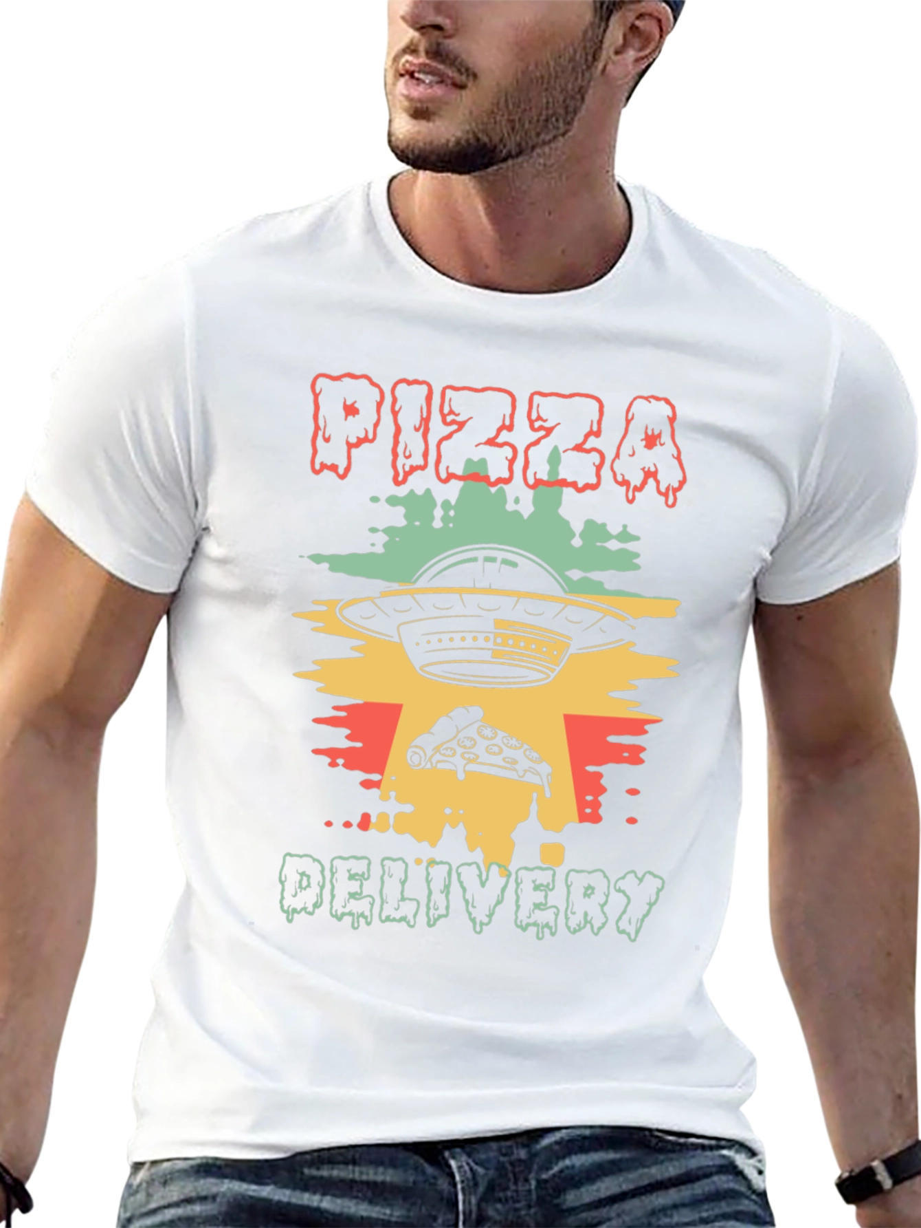 Pizza Delivery UFO Graphic Tee - Unique Design