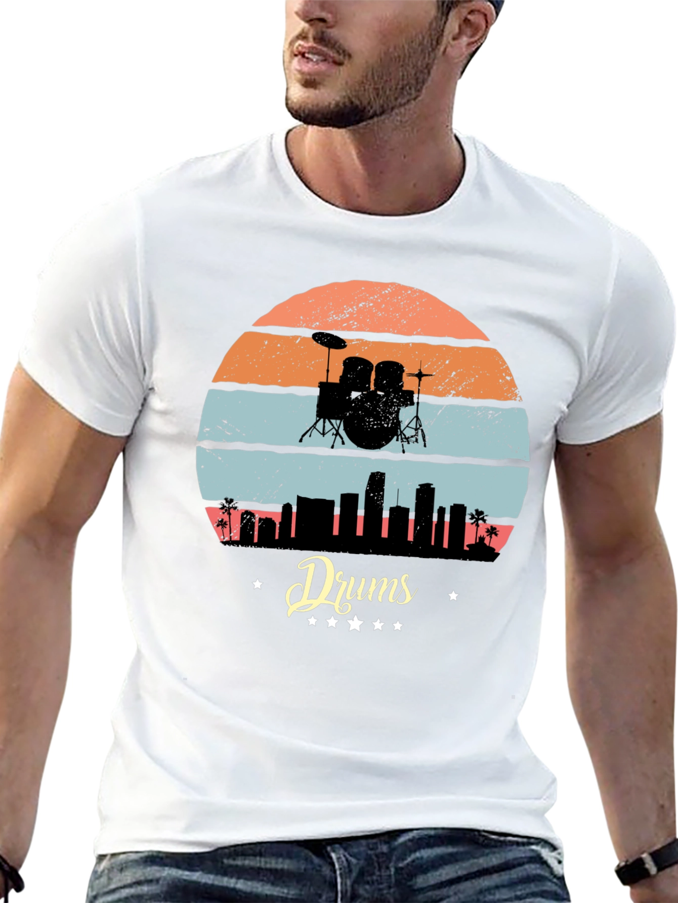 Retro Drums Skyline Graphic Tee