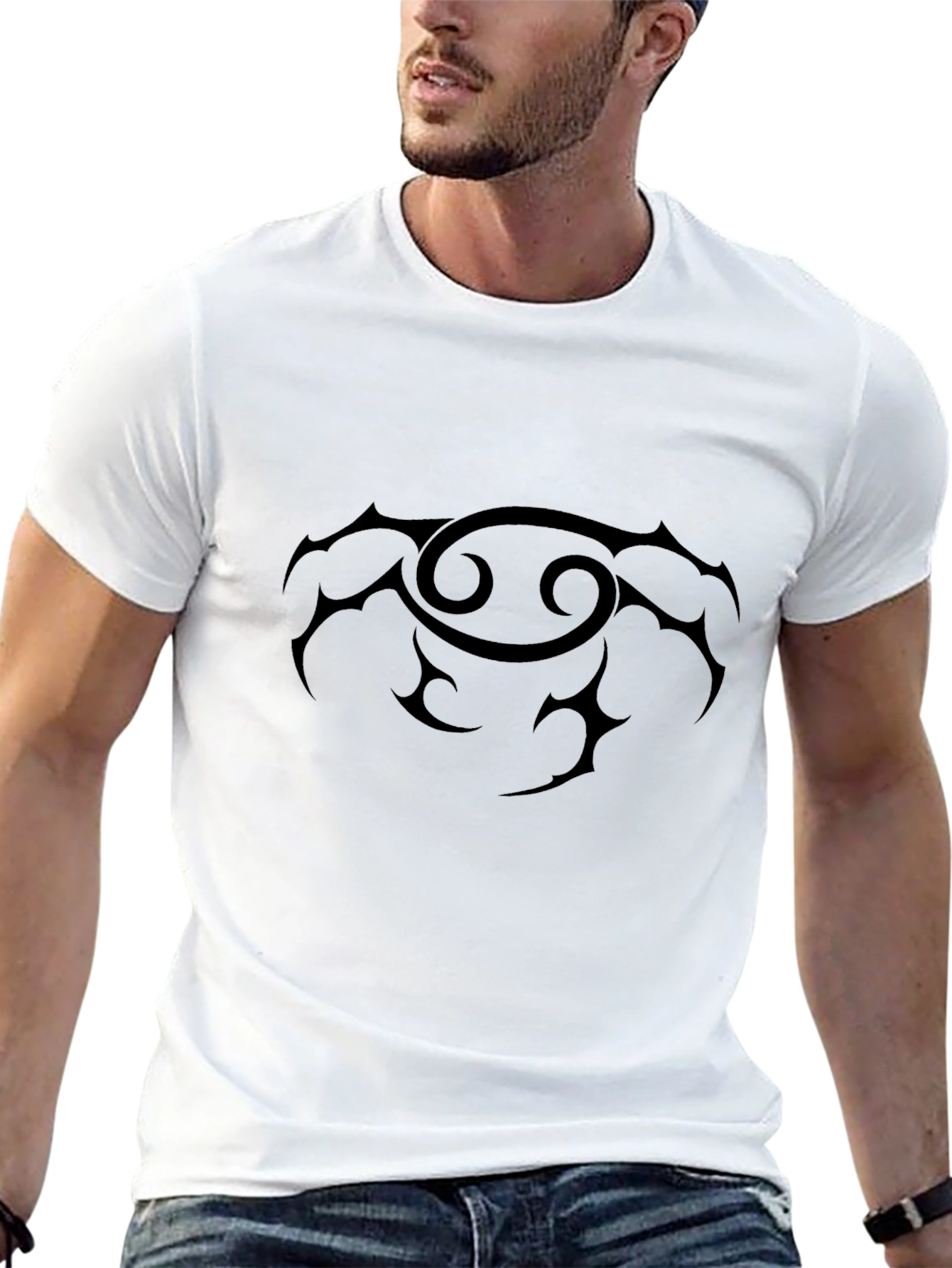 Tribal Cancer Zodiac Black T-Shirt