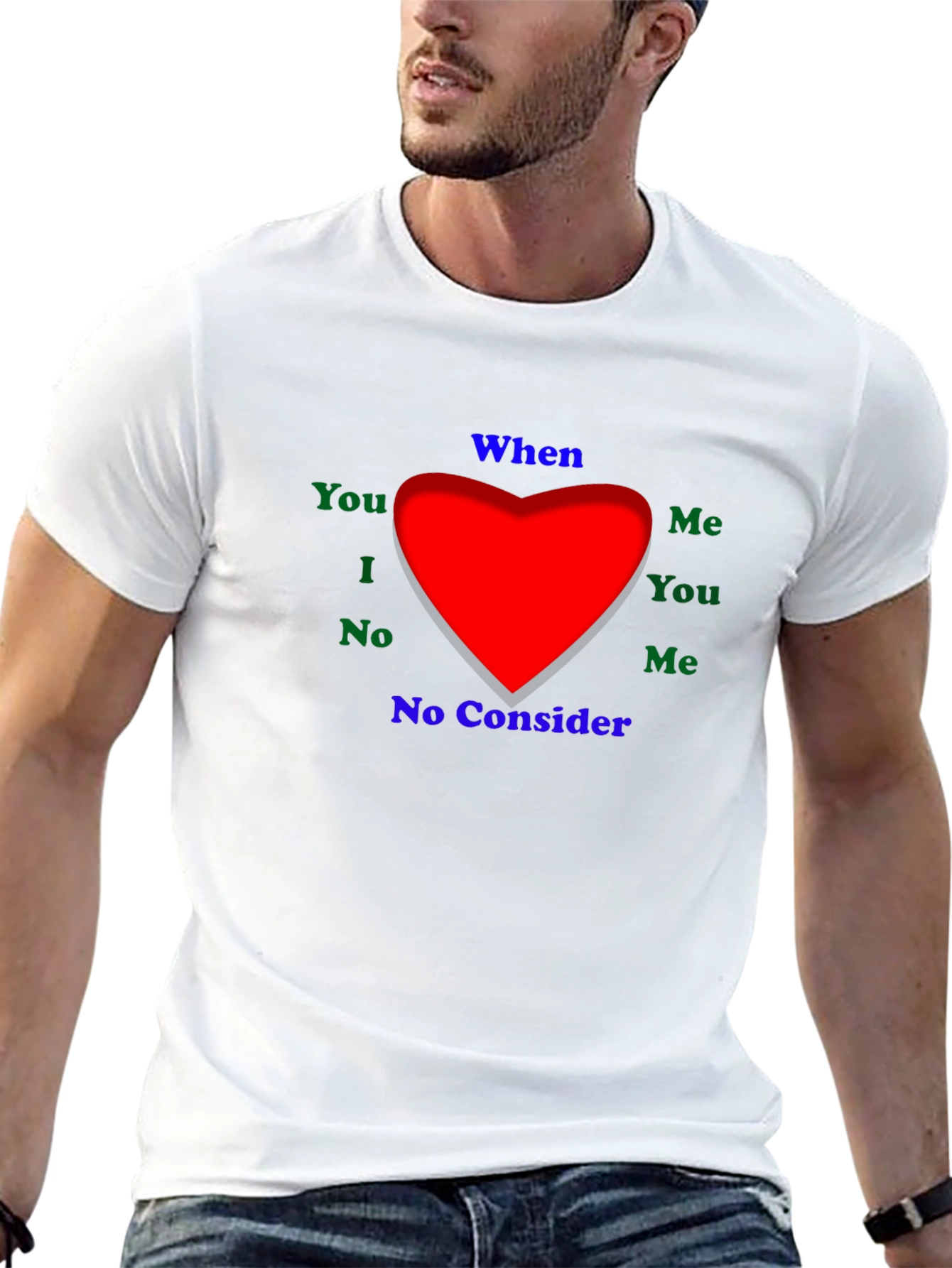 Emotional Word Heart Mens Black T-Shirt