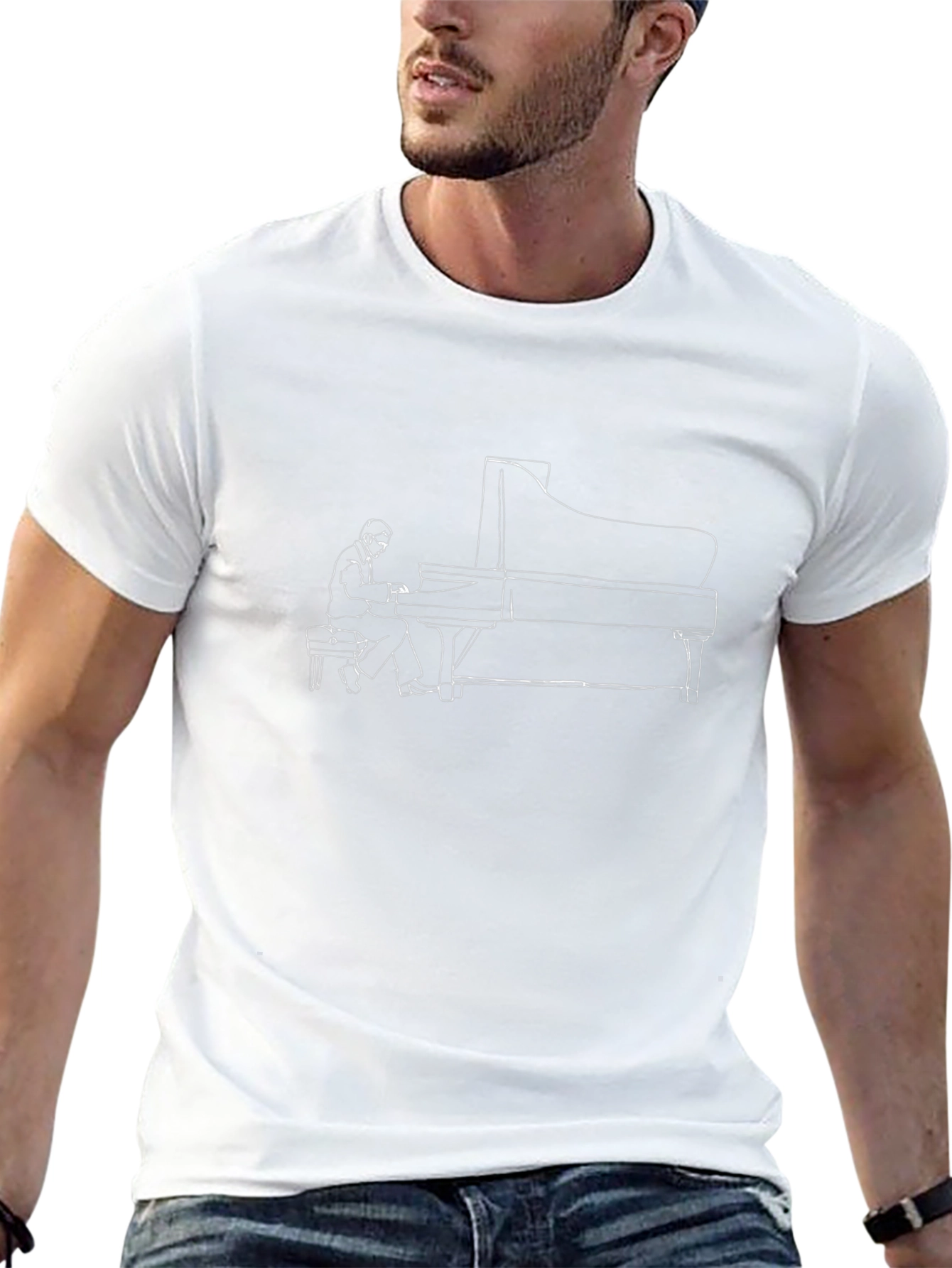 Piano Player Graphic Black T-Shirt