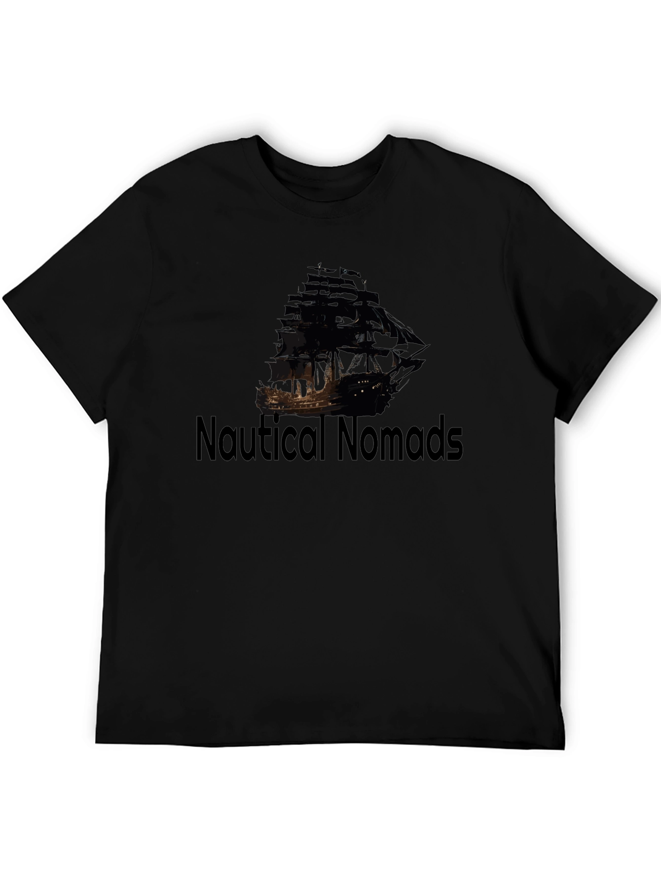 Nautical Nomads Black Pirate Ship Graphic Tee