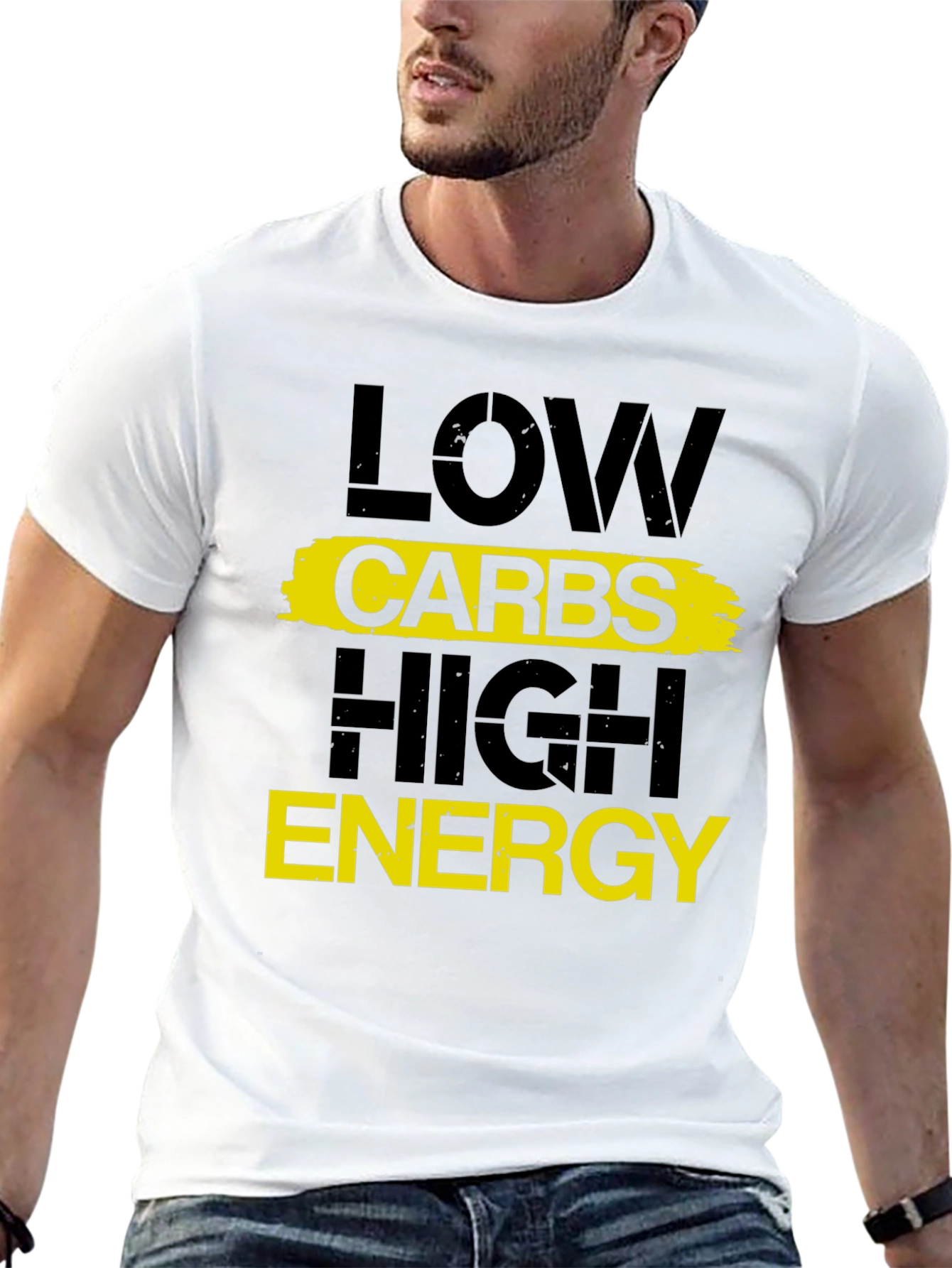 Low Carbs High Energy Graphic Tee - Fitness Motivation