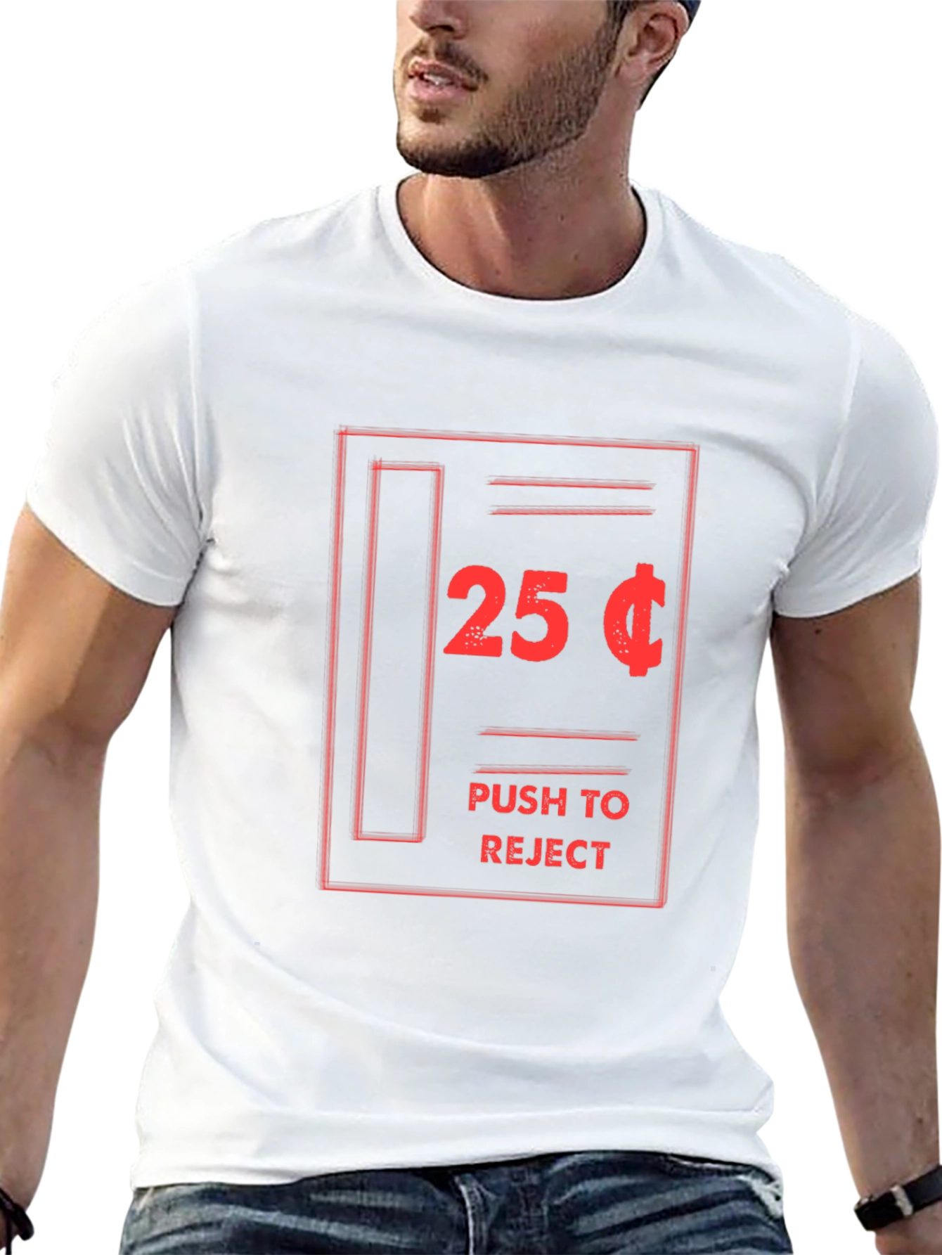 Funny 25 Cent Push to Reject Black T-Shirt