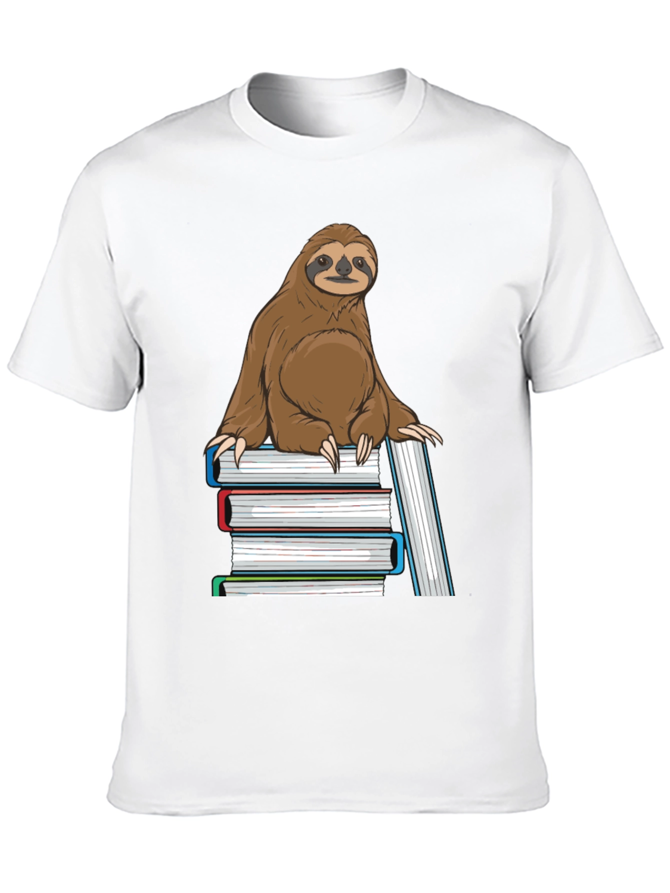 Sloth on Books T-Shirt - Bookworm Sloth Tee